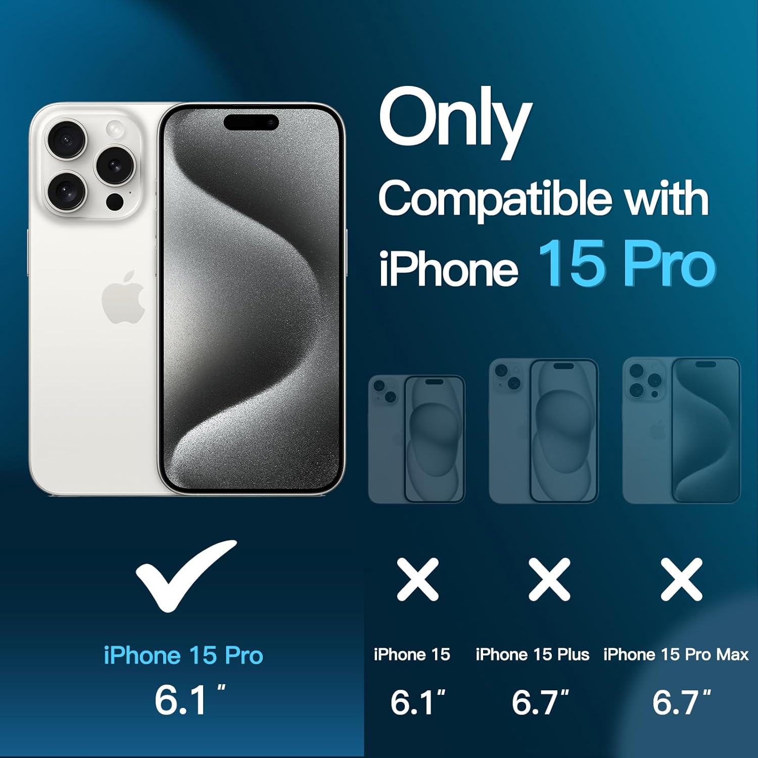 JETech Screen Protector for iPhone 15 Pro, 3-Pack | 9H Tempe... - Image 4