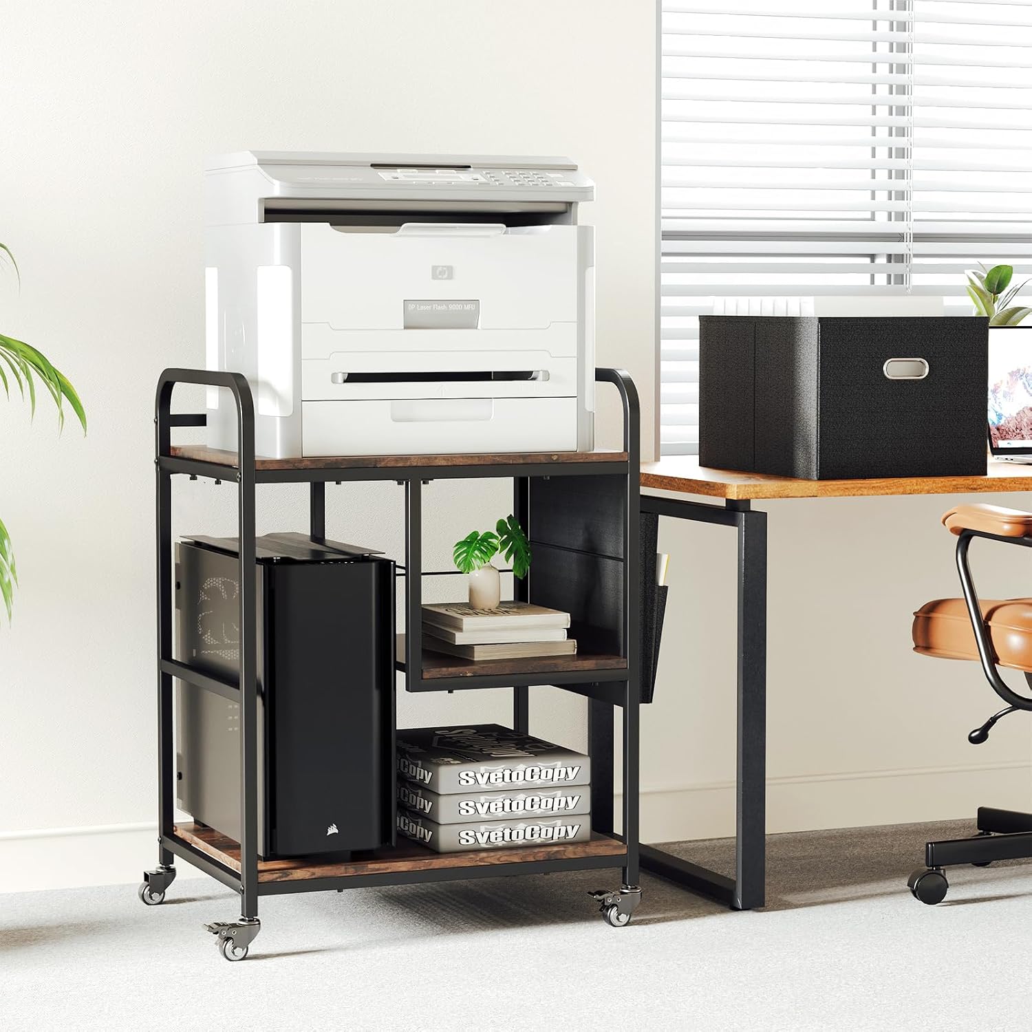 Large Mobile Printer Stand with Storage Drawer – Industrial ... - Image 7