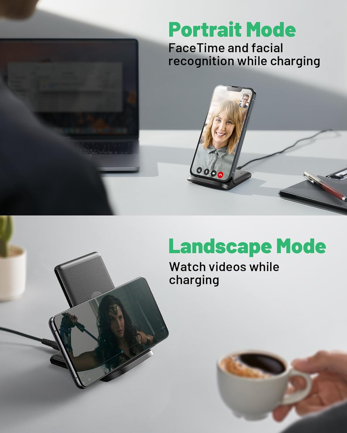 INIU Wireless Charger Stand, 15W Fast Charging Dock Phone Ch... - Image 7
