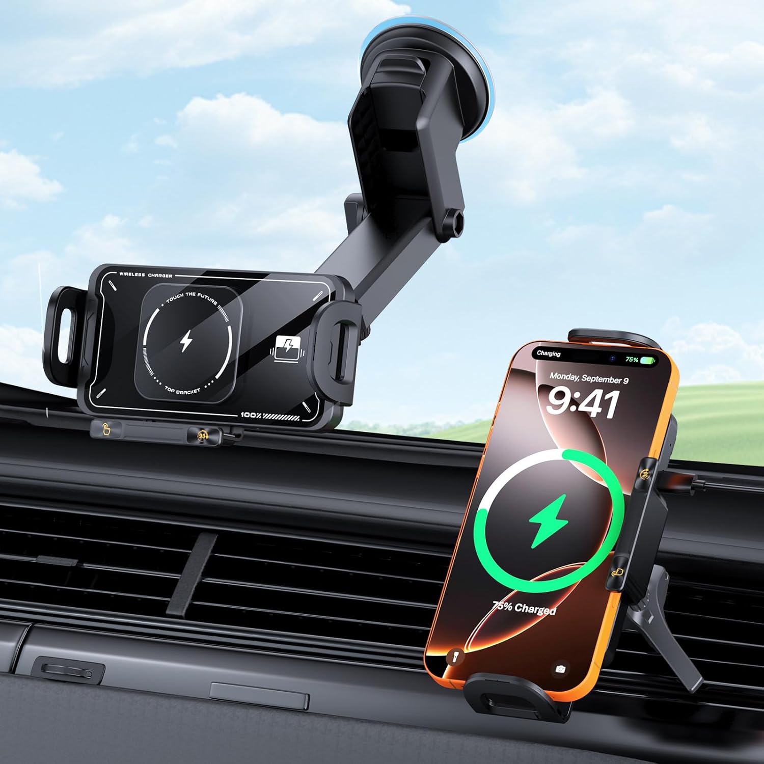 Wireless Car Charger Fast Charging: Qoosea Qi 15W Car Mount ... - Image 2