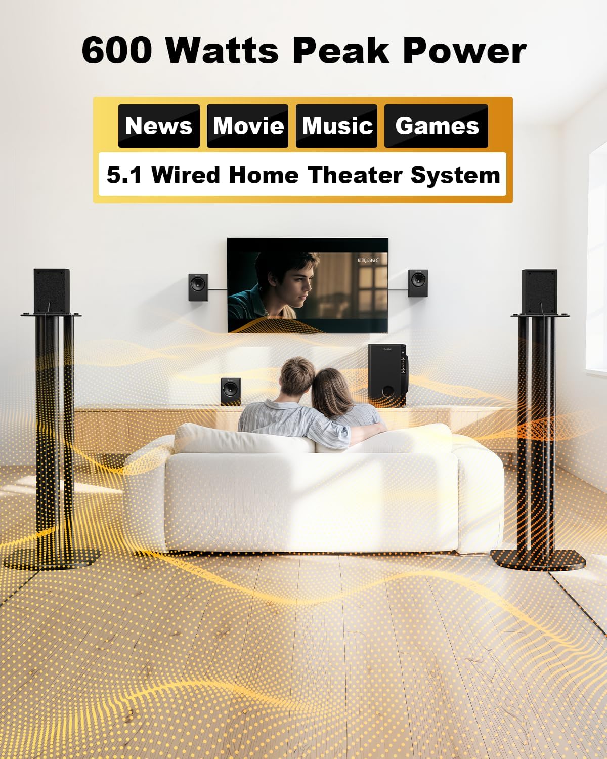 Bobtot Home Theater Systems with 5.25 inch Subwoofer, 5.1 Wi... - Image 3