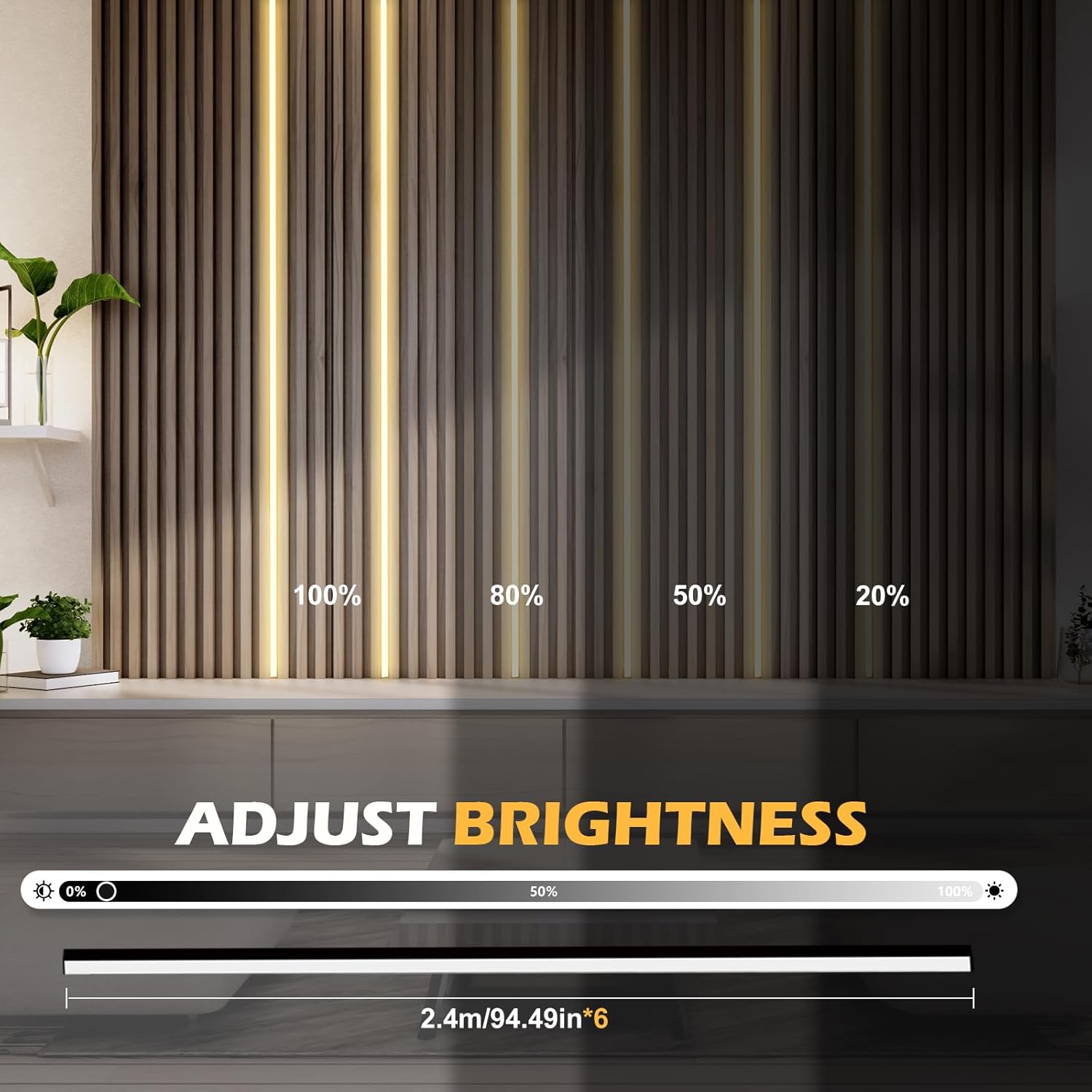LED Strip Lights for Acoustic Wall Panels, 240 cm x 1.2 cm A... - Image 7