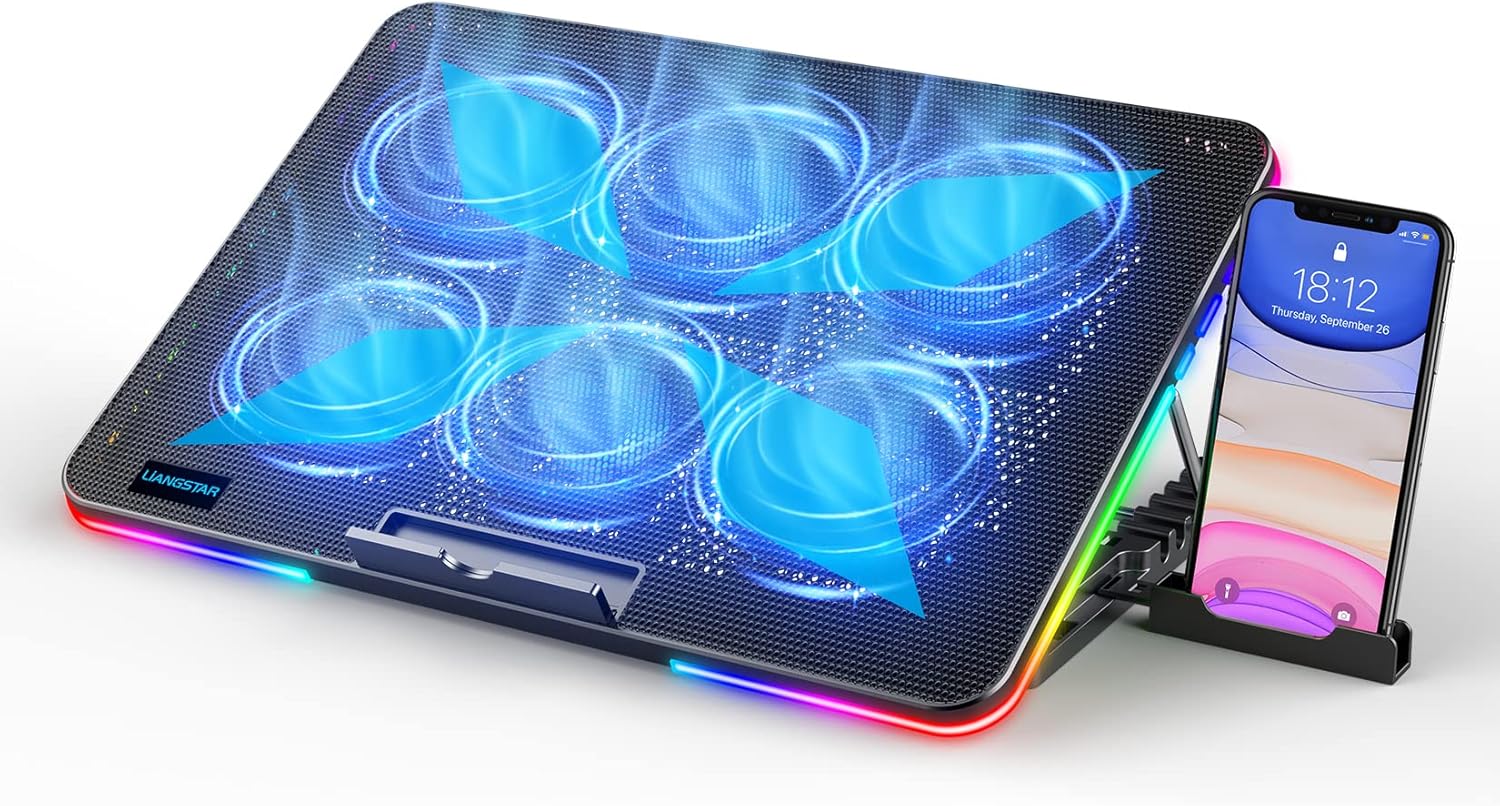 LIANGSTAR Laptop Cooling Pad, Laptop Cooler, 10 RGB Lighting... - Image 2