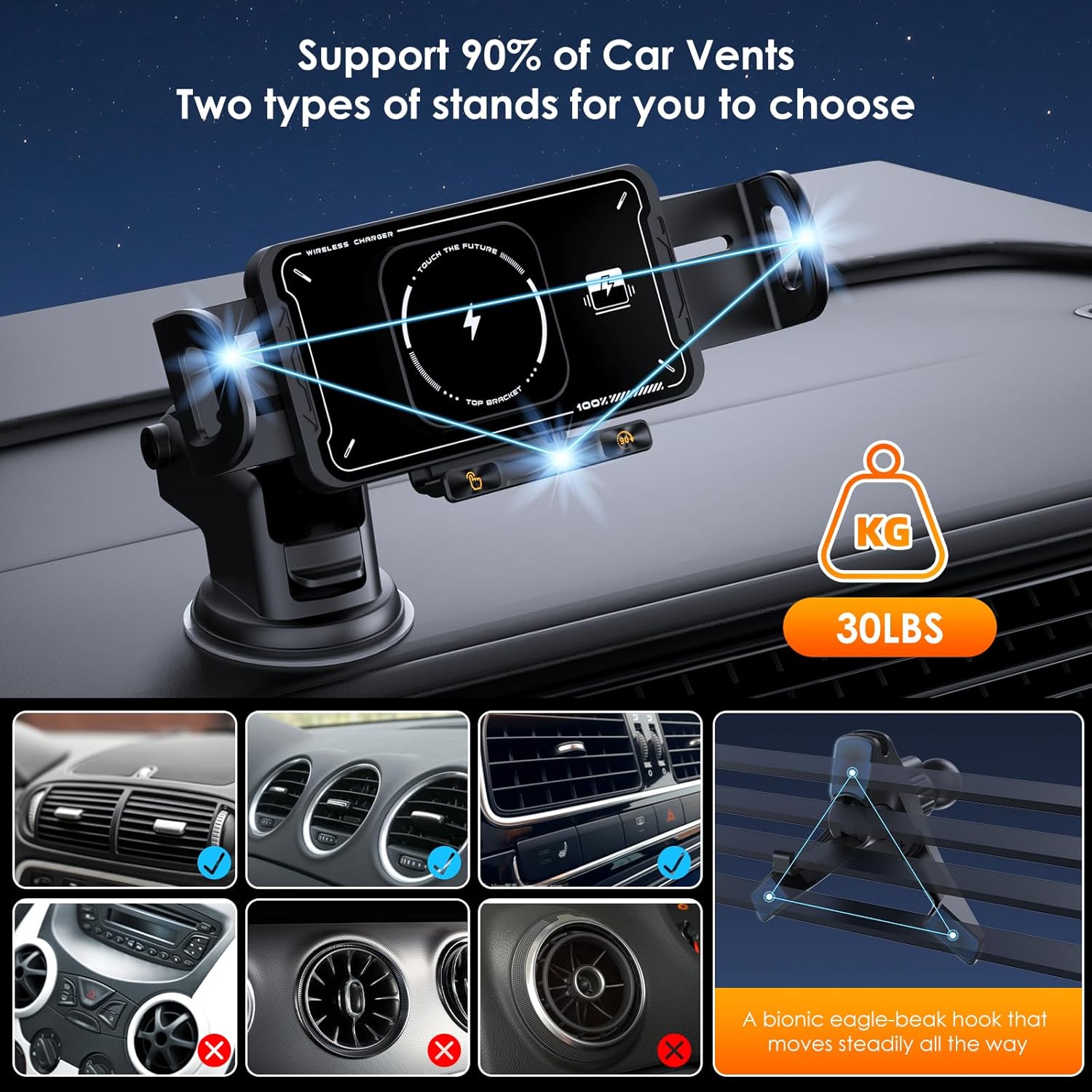 Wireless Car Charger Fast Charging: Qoosea Qi 15W Car Mount ... - Image 6