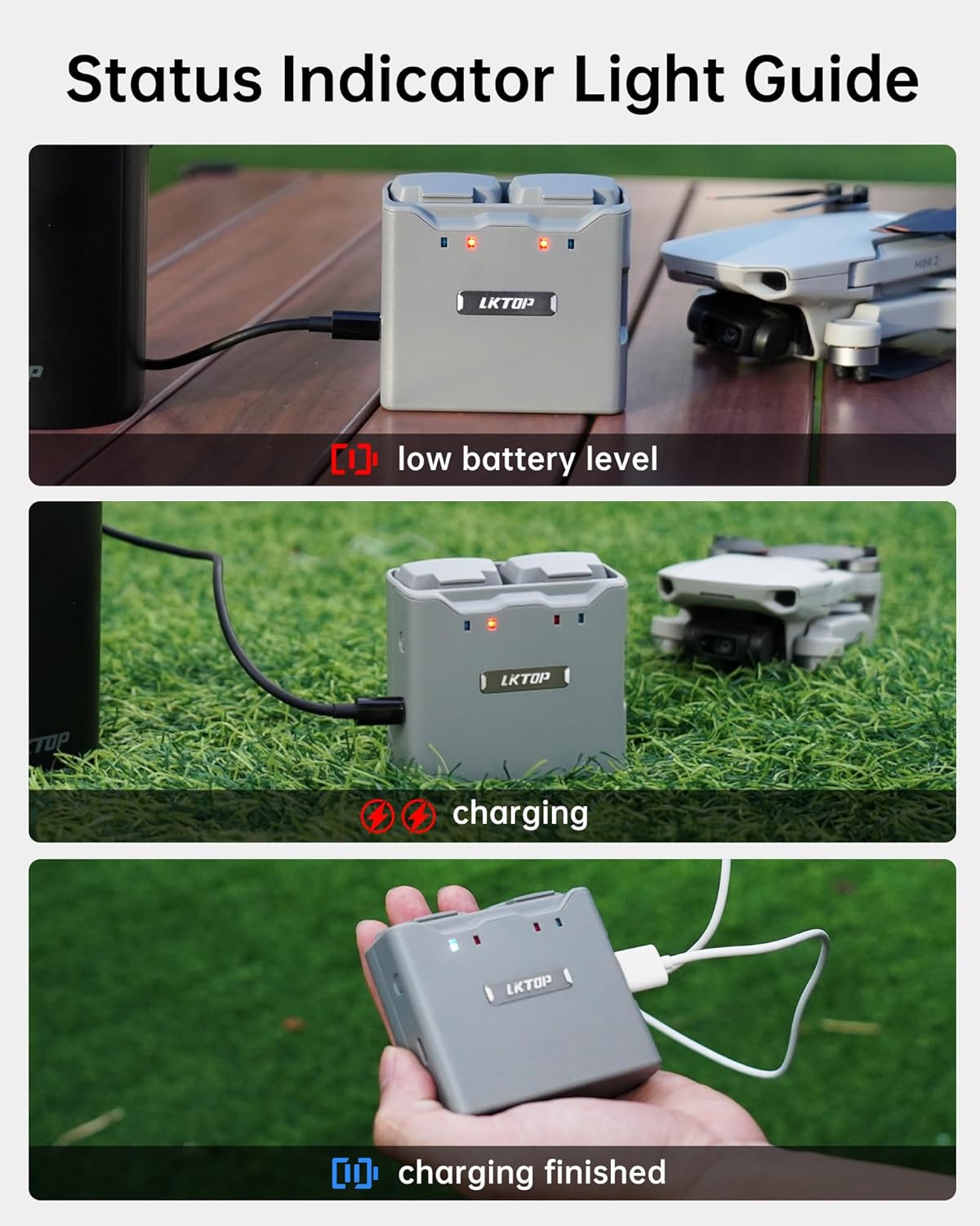 LKTOP Replacement DJI Mini 4K Battery Charging Hub, Mini 2/S... - Image 4