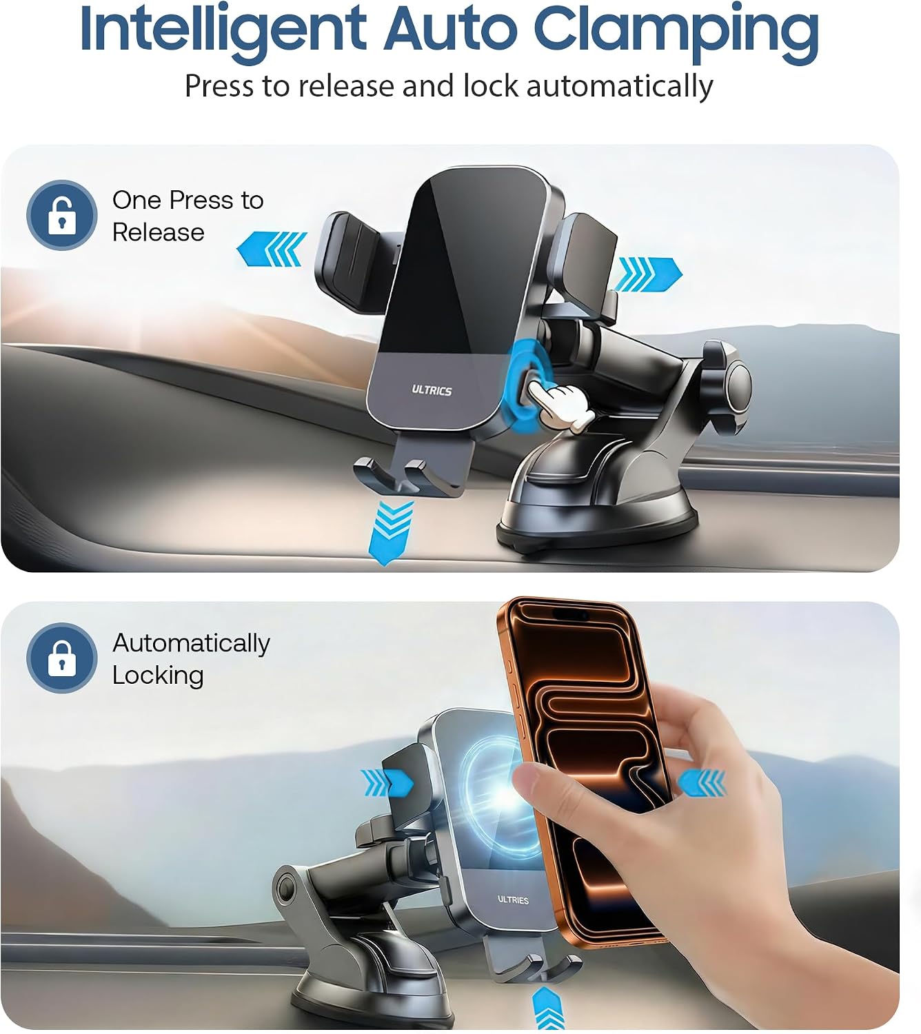 ULTRICS Car Phone Holder Wireless Charger, Ultra Fast Car Wi... - Image 3
