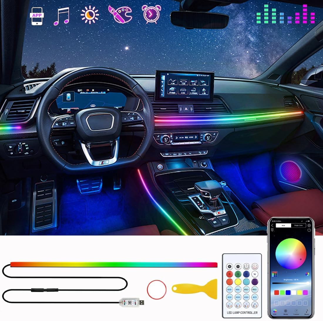 Car LED Interior Light Strips,Acrylic Interior Car LED Strip... - Image 2