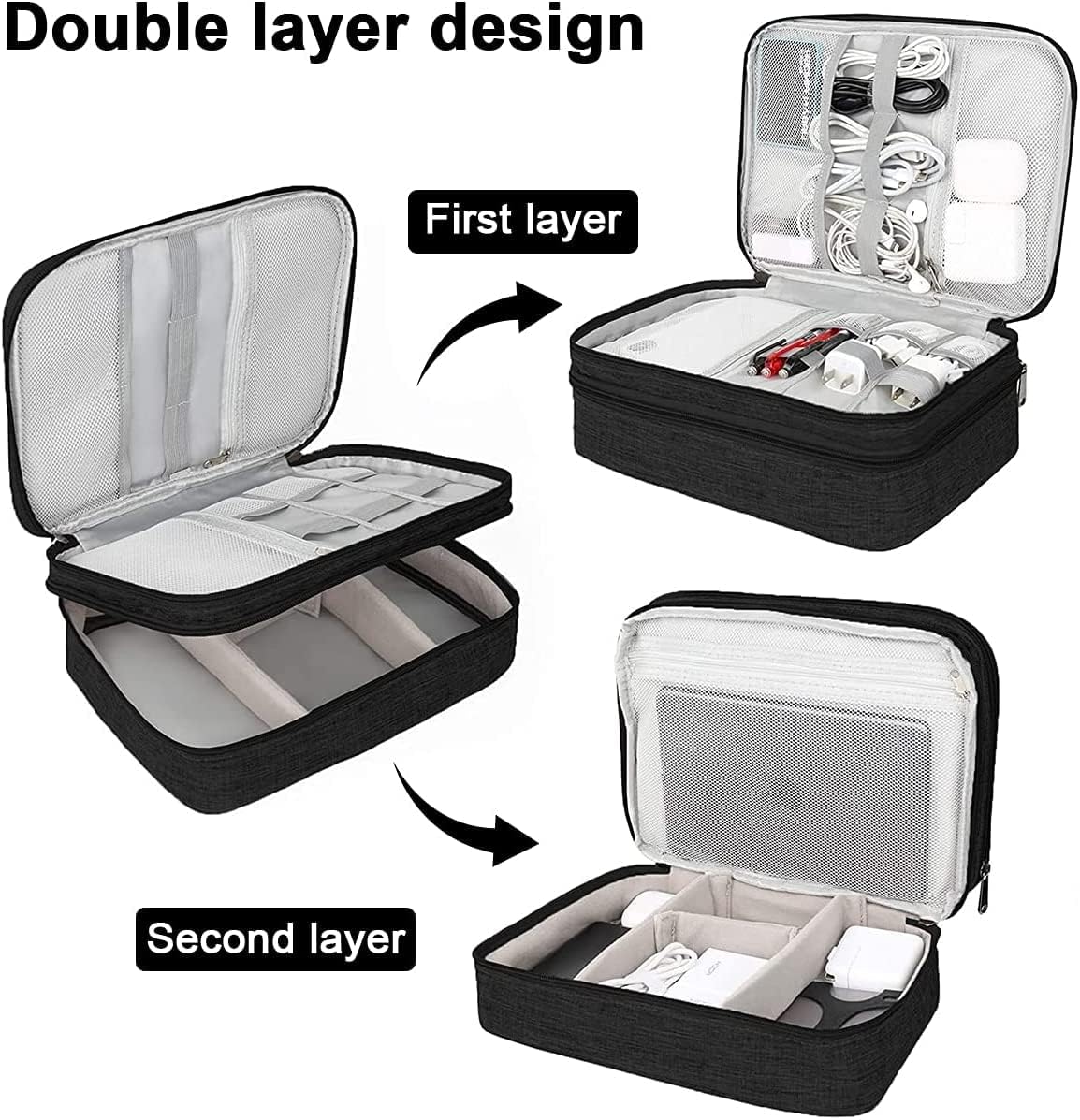 Electronic Accessories Bags, 3 Layer Travel Cable Organiser ... - Image 7