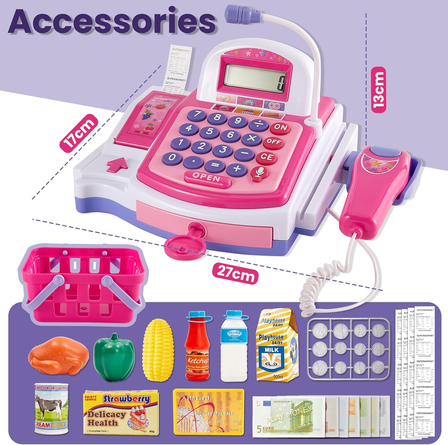 BUYGER Kids Toy Till Cash Register with Receipt Printer Scan... - Image 7