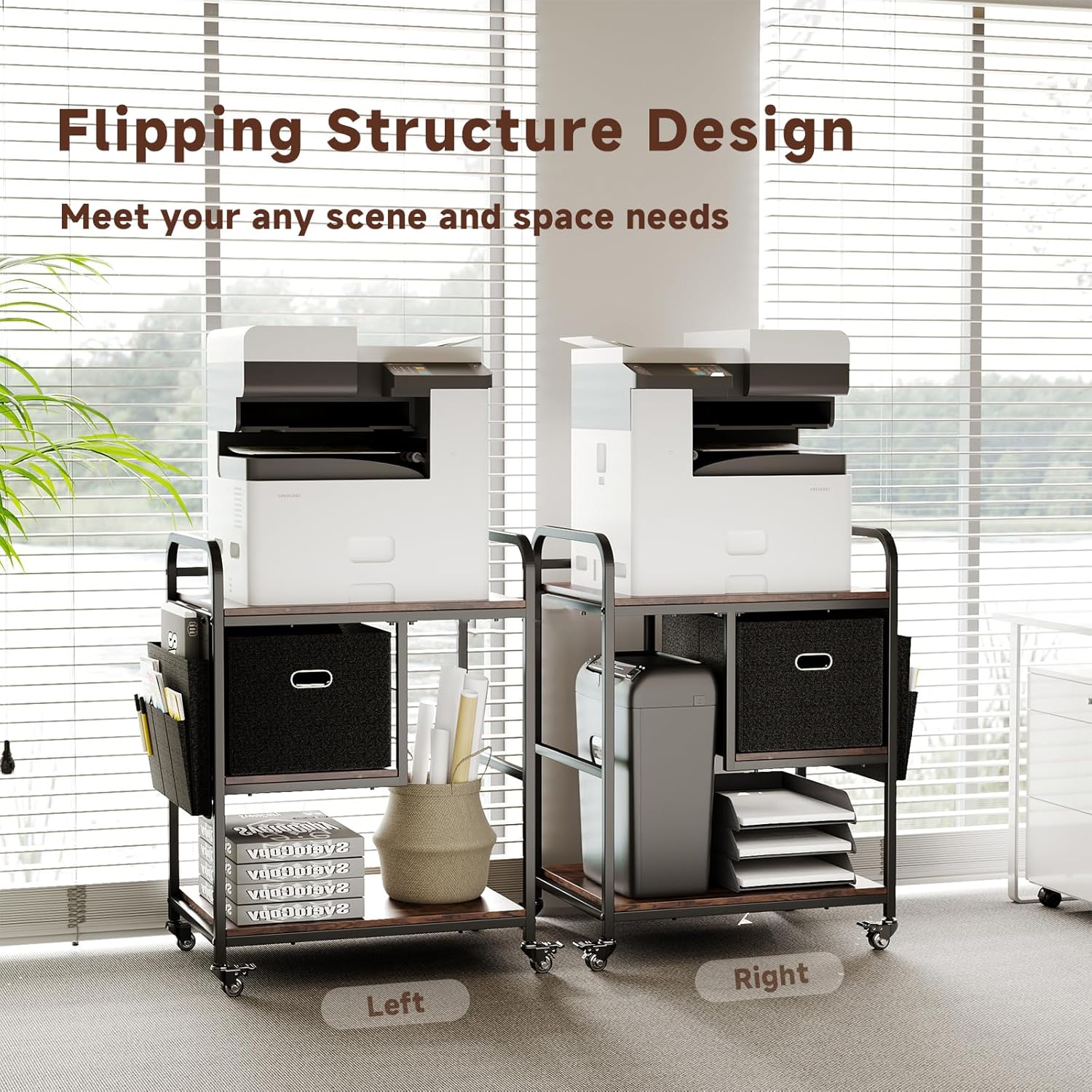 Large Mobile Printer Stand with Storage Drawer – Industrial ... - Image 6
