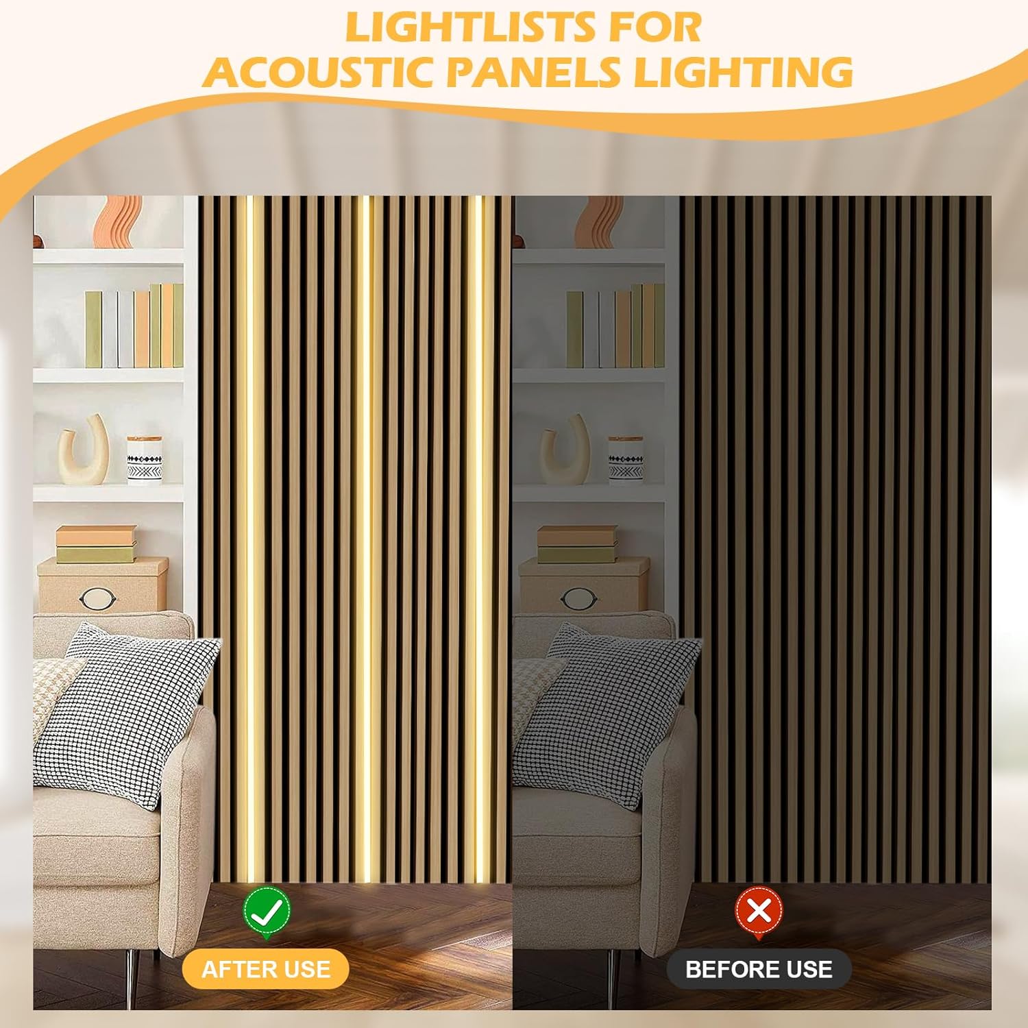LED Strip Lights for Acoustic Wall Panels, 240 cm x 1.2 cm A... - Image 8