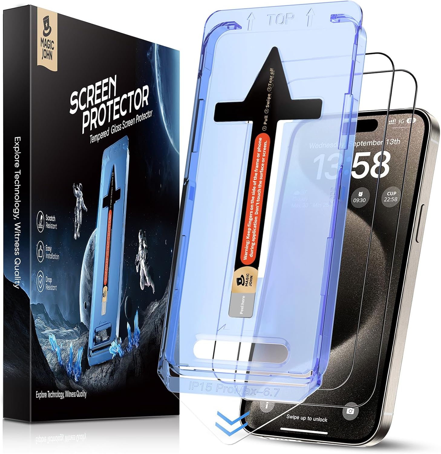 MAGIC JOHN 2 Pack for iPhone 15 Pro Max 6.7 inch Tempered Gl... - Image 2