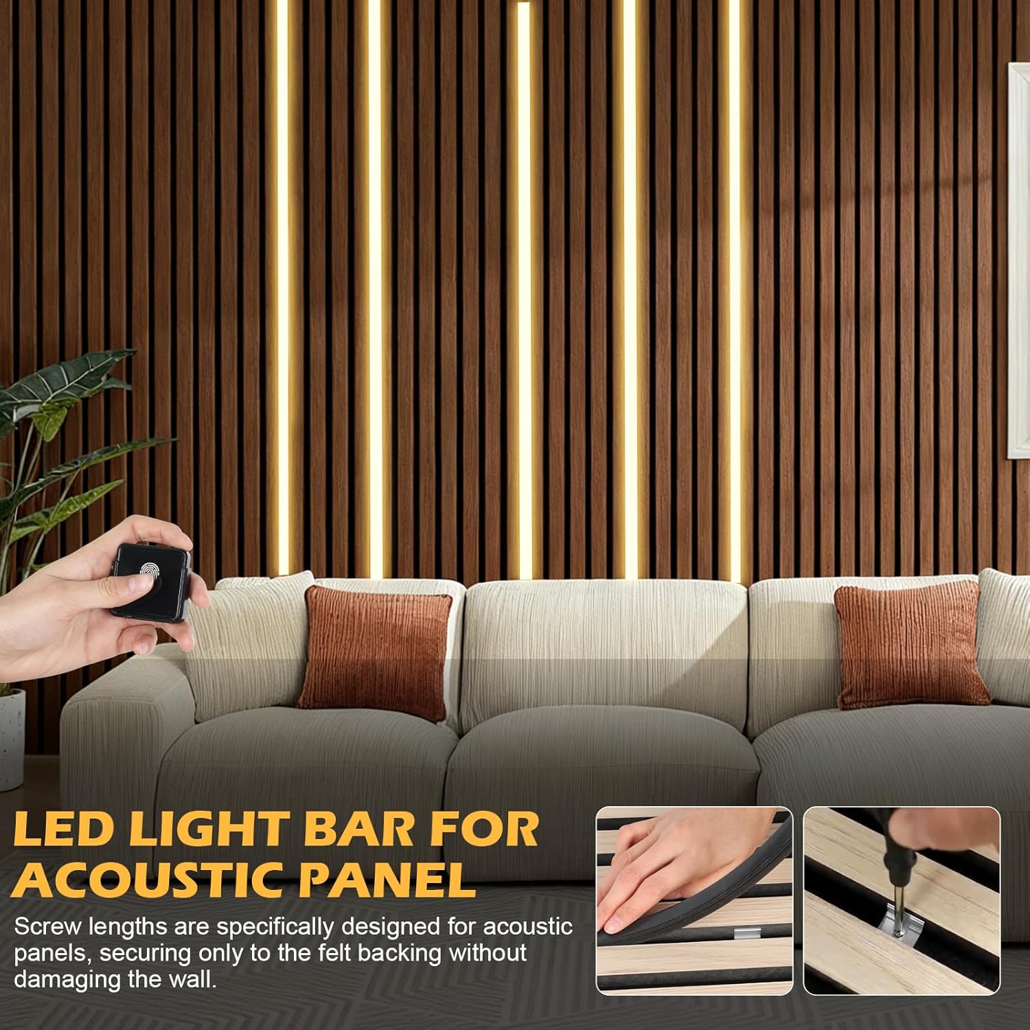 LED Strip Lights for Acoustic Wall Panels, 240 cm x 1.2 cm A... - Image 3