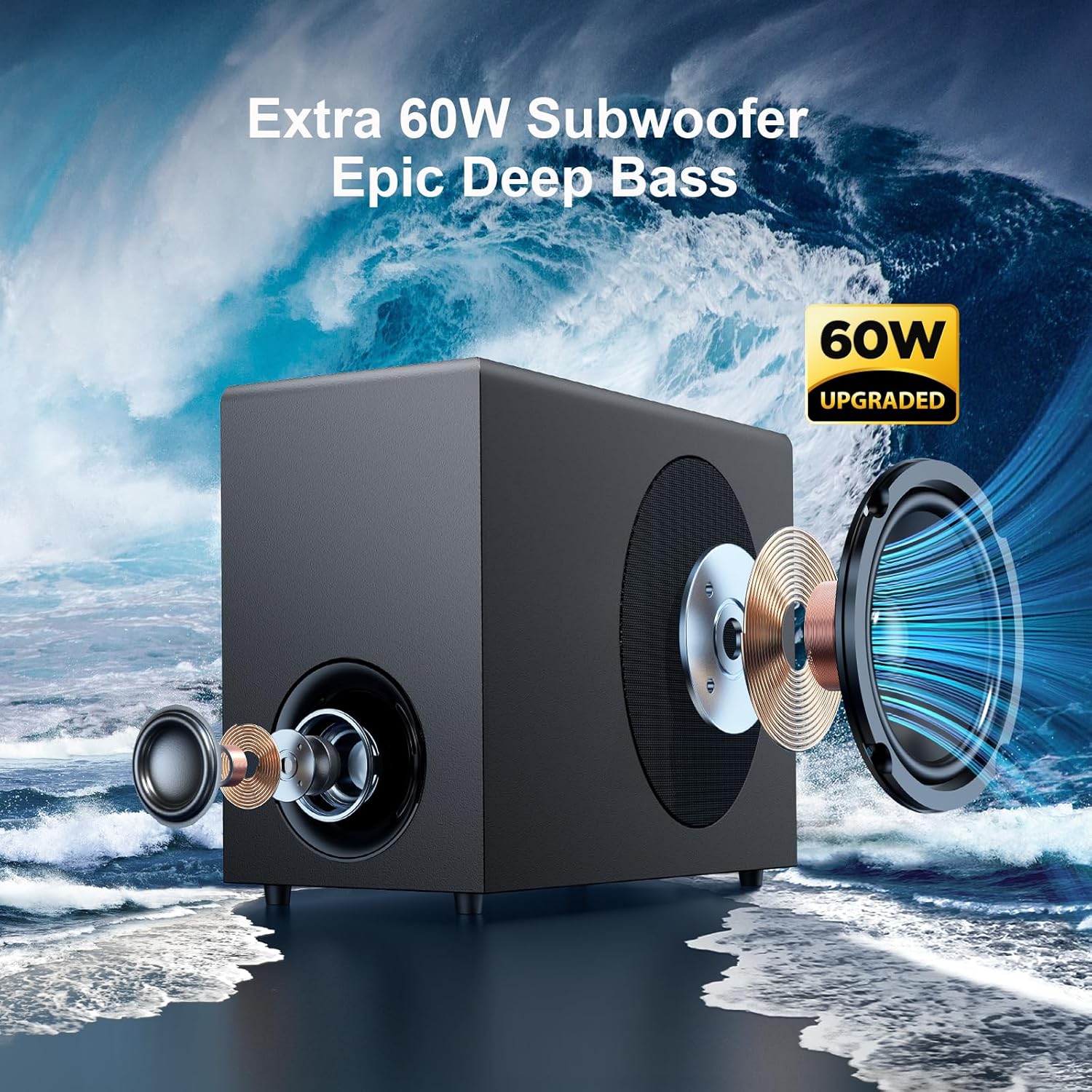 GarageRock Sound Bar with Subwoofer for TV, 2 in 1 Detachabl... - Image 6