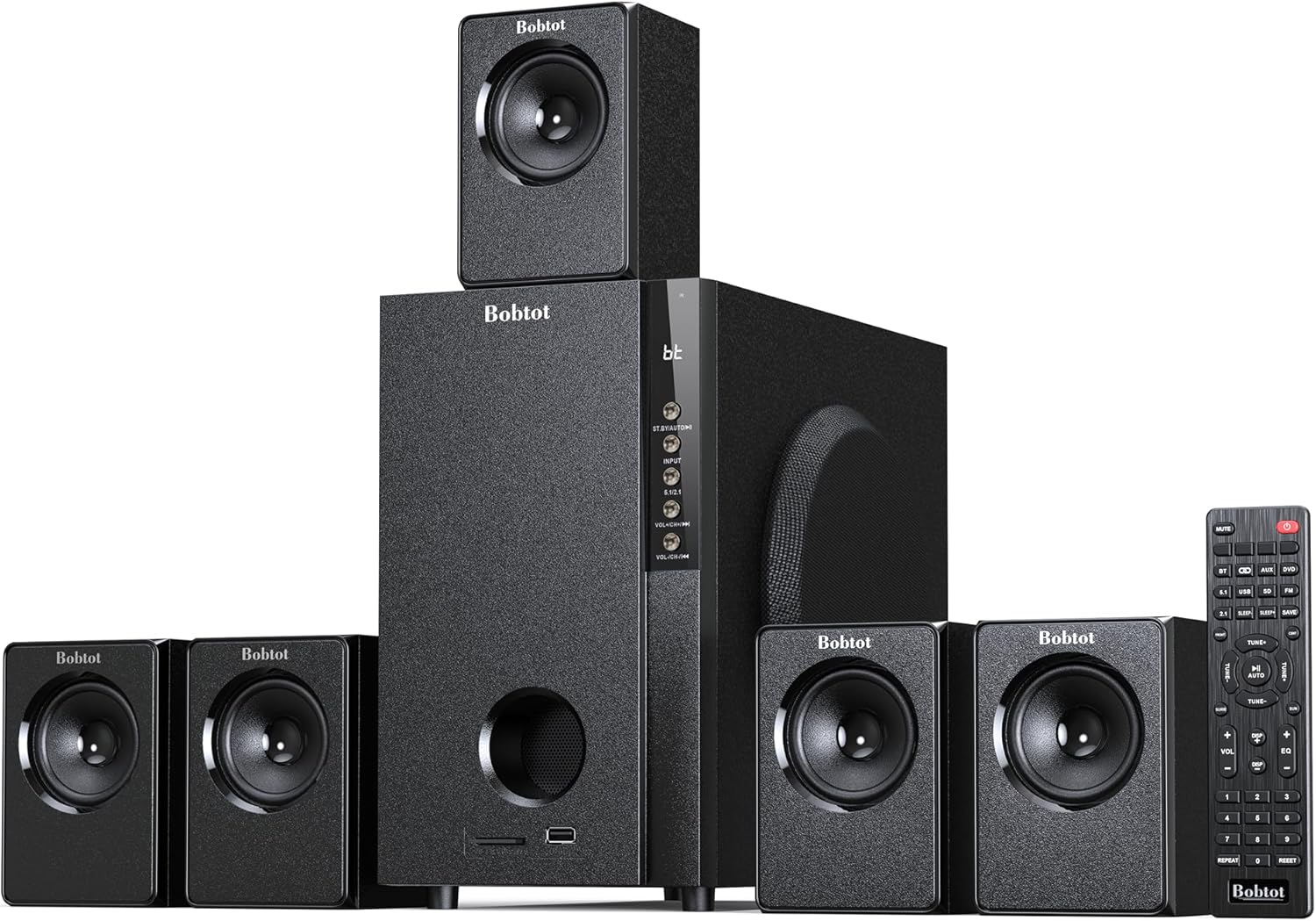 Bobtot Home Theater Systems with 5.25 inch Subwoofer, 5.1 Wi... - Image 2
