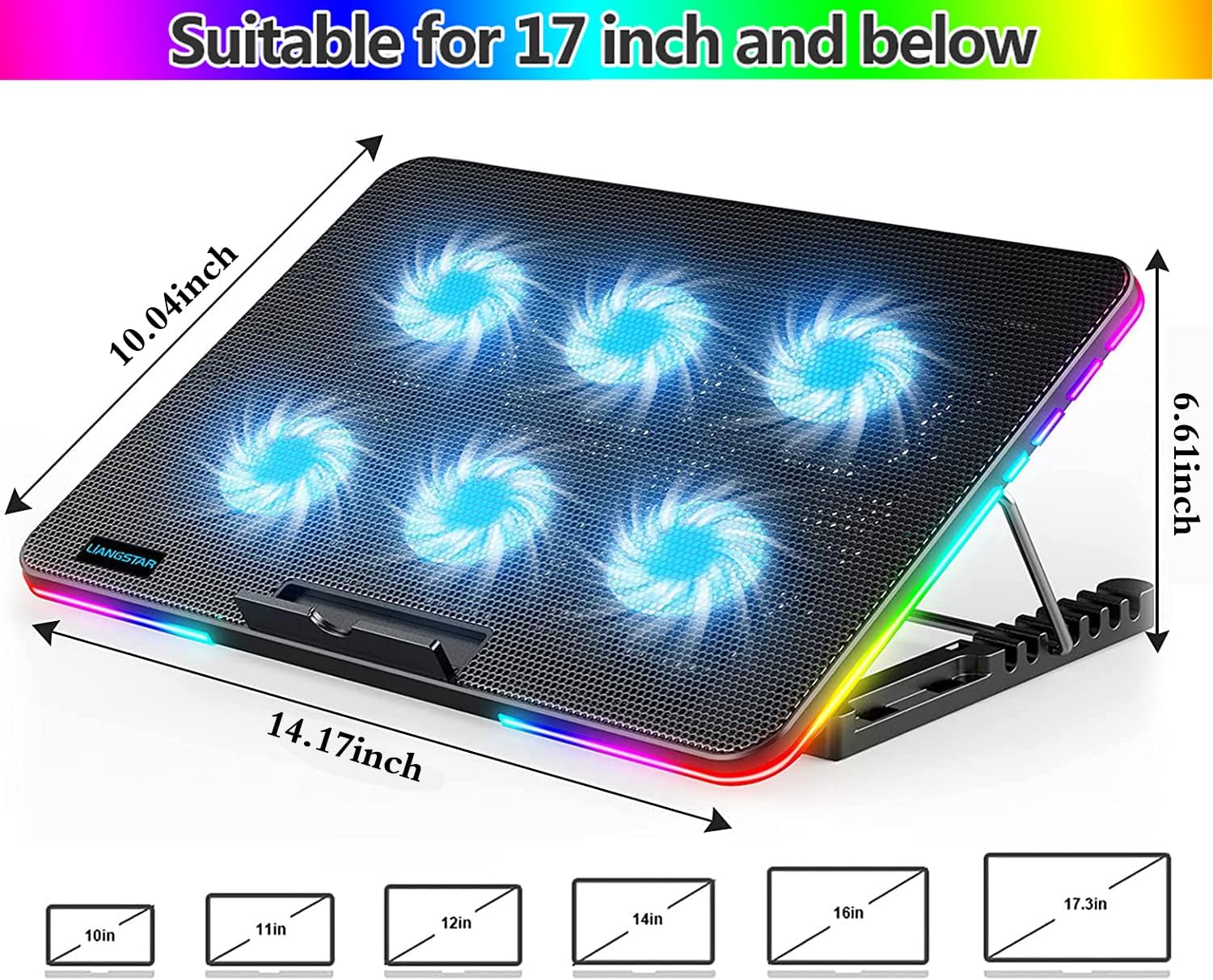 LIANGSTAR Laptop Cooling Pad, Laptop Cooler, 10 RGB Lighting... - Image 8