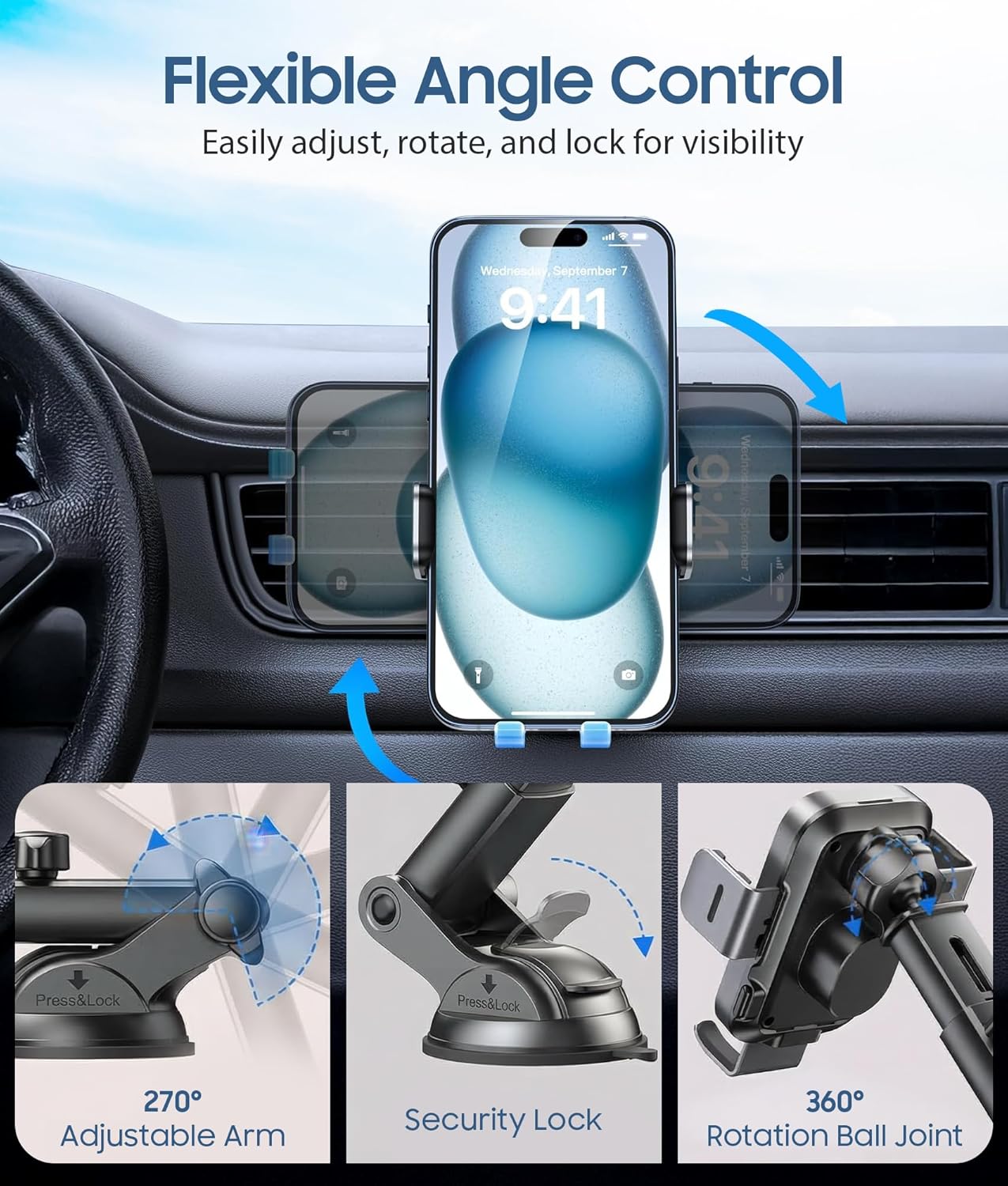 ULTRICS Car Phone Holder Wireless Charger, Ultra Fast Car Wi... - Image 5