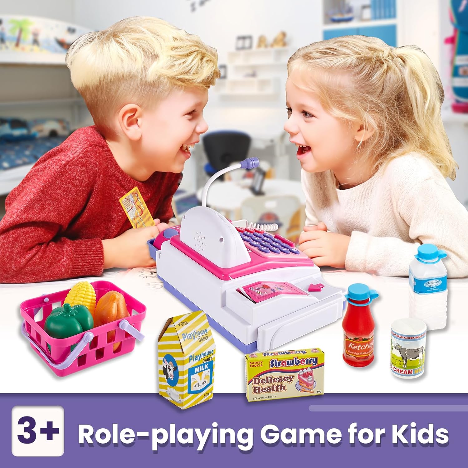 BUYGER Kids Toy Till Cash Register with Receipt Printer Scan... - Image 8