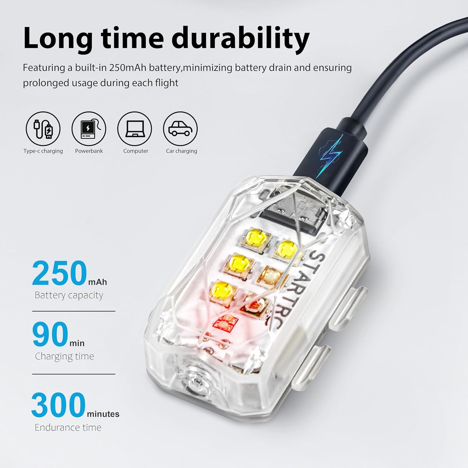 STARTRC Strobe Light, Anti Collision Rechargable Flash Led L... - Image 4