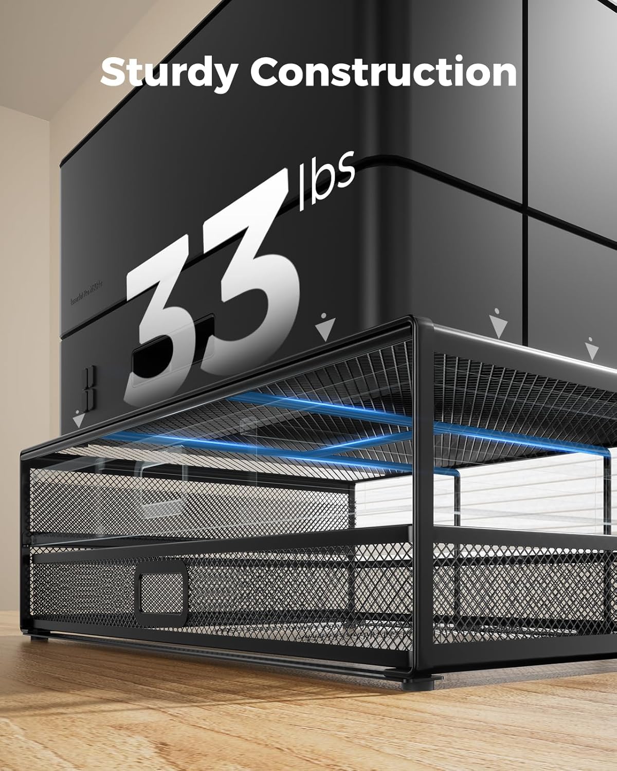 HUANUO Monitor Stand with 2 Storage Drawers, Metal Mesh Tabl... - Image 5