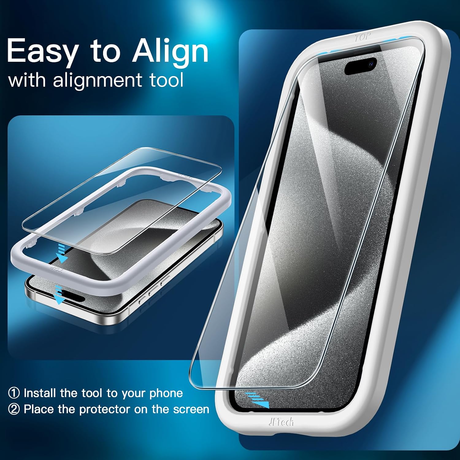 JETech Screen Protector for iPhone 15 Pro, 3-Pack | 9H Tempe... - Image 6