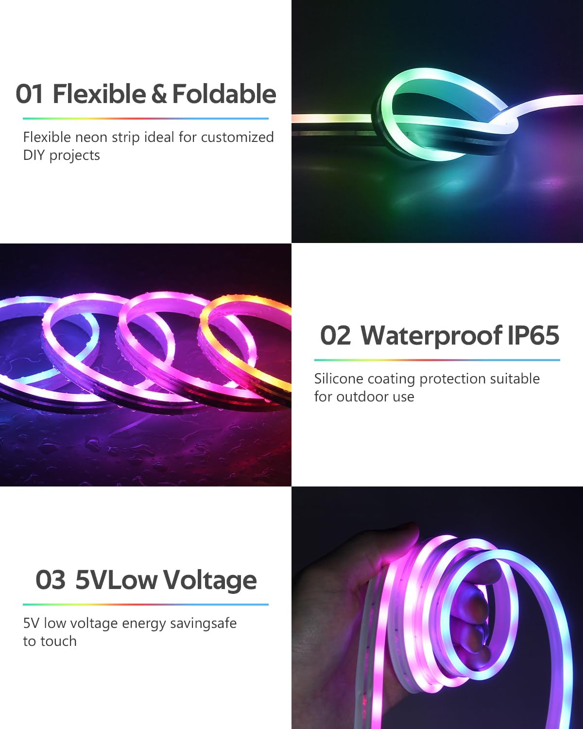 Aclorol RGB CCT Neon LED Strip 3M 108D/M IP65 Waterproof Add... - Image 5