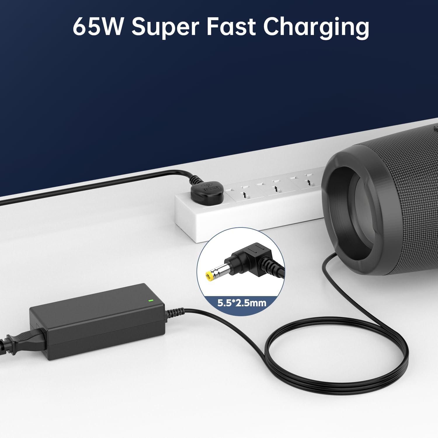 65W Charger Compatible with JBL Speaker 19V 3.42A 5.5x2.5mm ... - Image 3