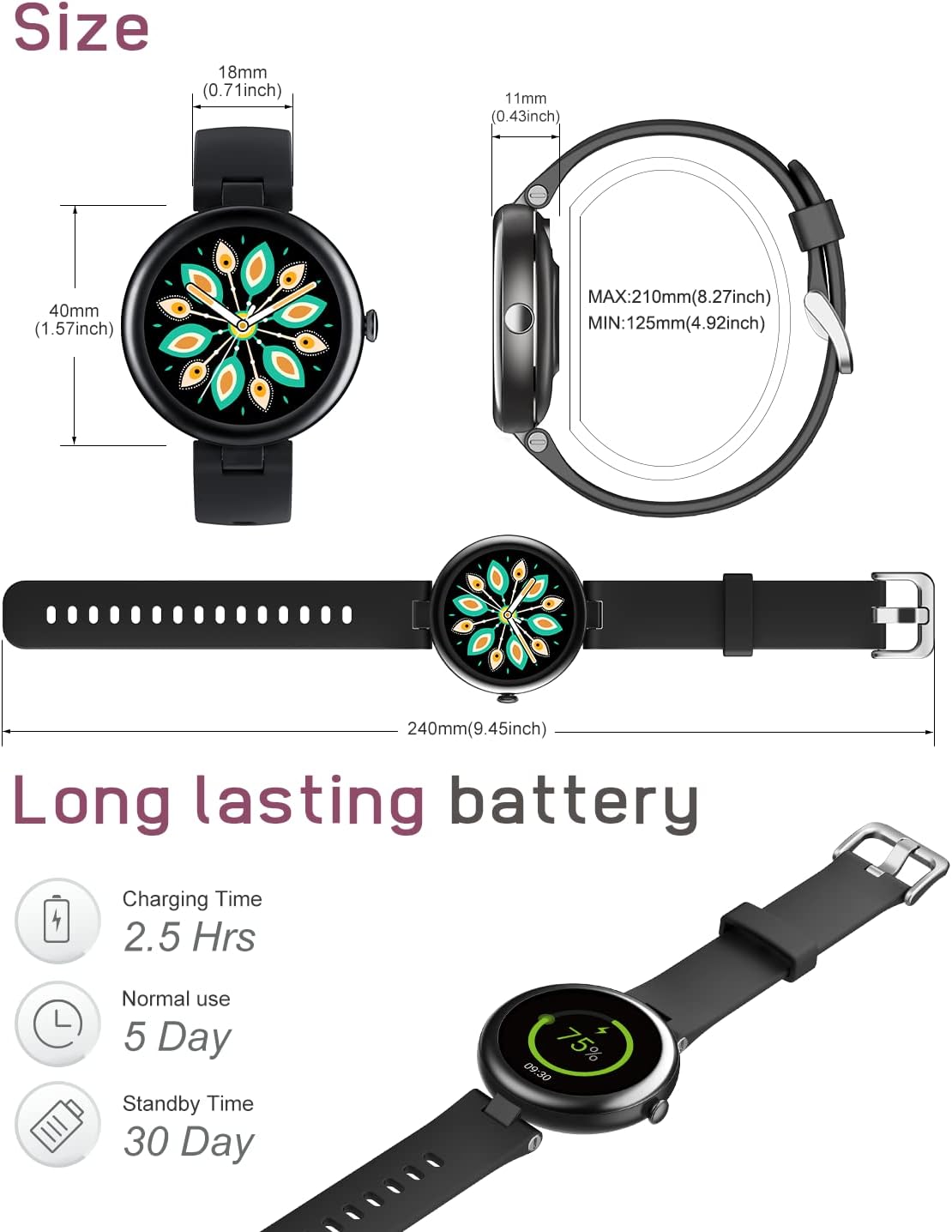 Lynn Smartwatches for Women,1.1inch Display Screen Fitness W... - Image 10