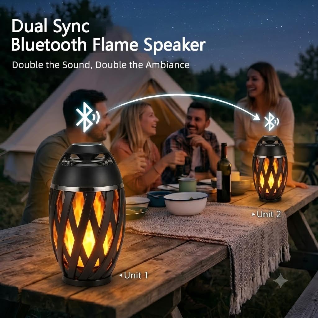 Outdoor Bluetooth Speaker with Flame Light, Wireless LED Tab... - Image 3