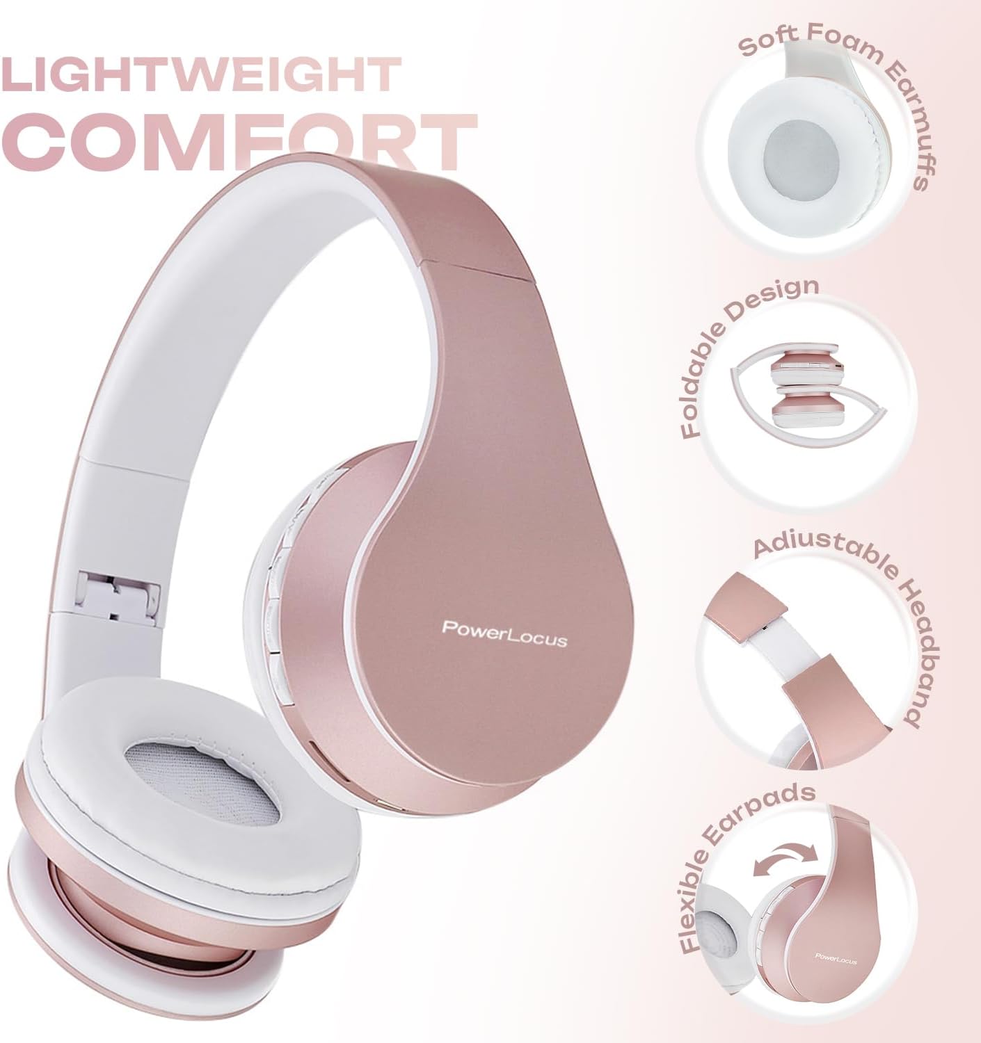 PowerLocus Wireless Bluetooth Over-Ear Stereo Foldable Headp... - Image 3