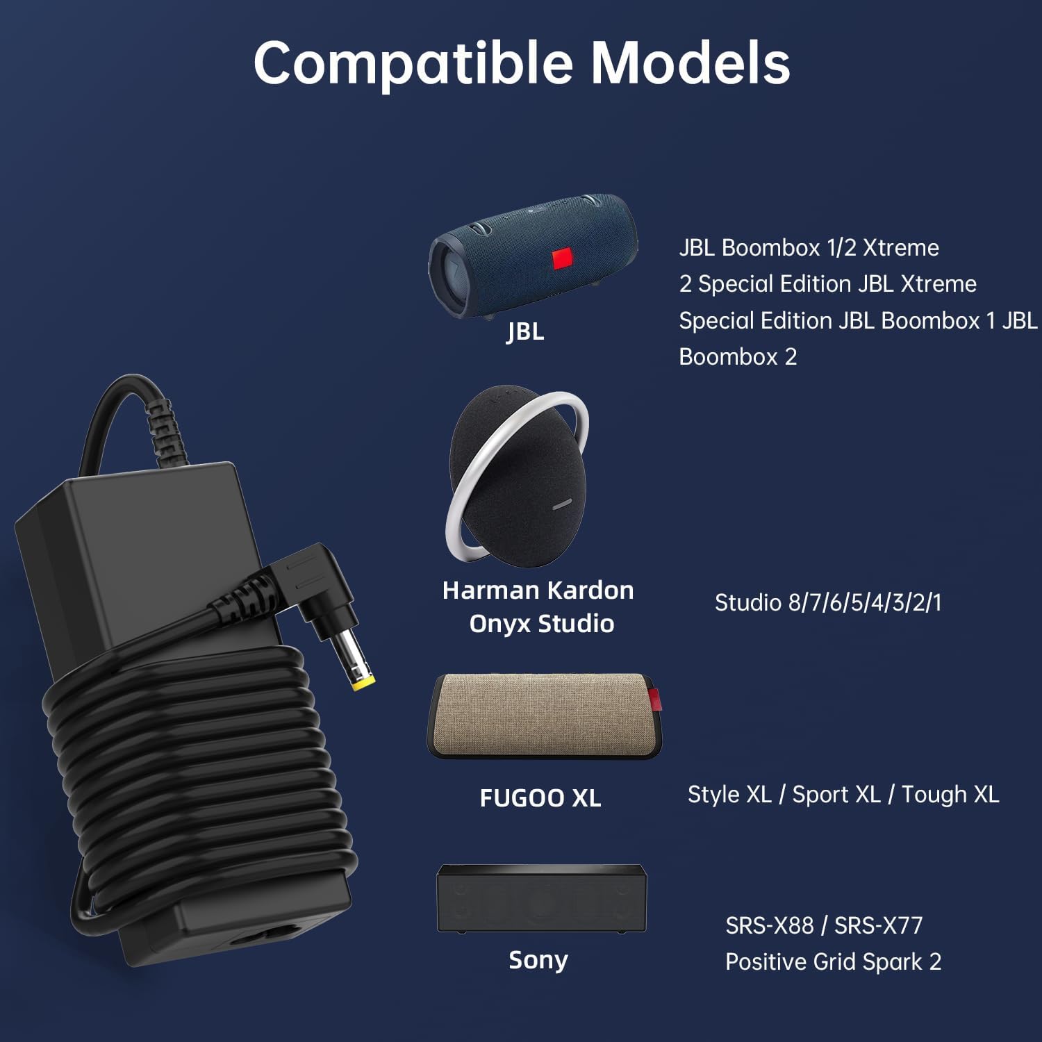 65W Charger Compatible with JBL Speaker 19V 3.42A 5.5x2.5mm ... - Image 7
