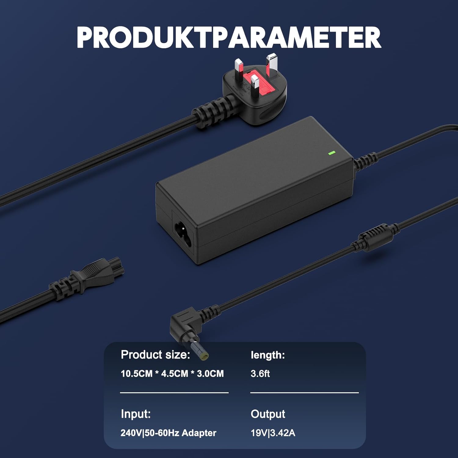 65W Charger Compatible with JBL Speaker 19V 3.42A 5.5x2.5mm ... - Image 8