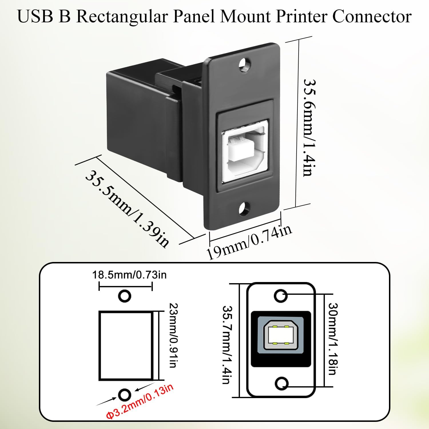 QIANRENON USB B Rectangular Panel Mount Printer Connector US... - Image 6