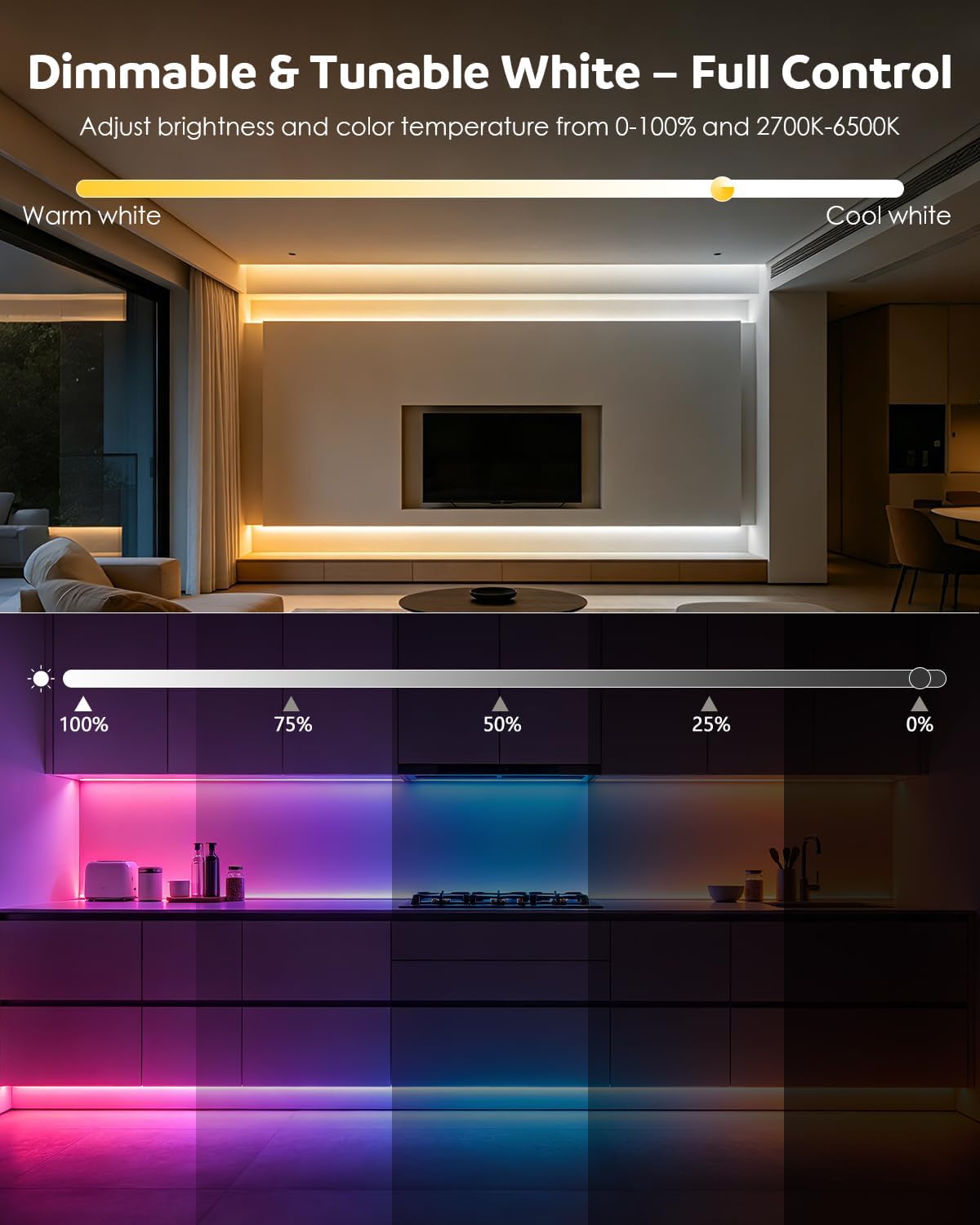 Aclorol RGB CCT Neon LED Strip 3M 108D/M IP65 Waterproof Add... - Image 3