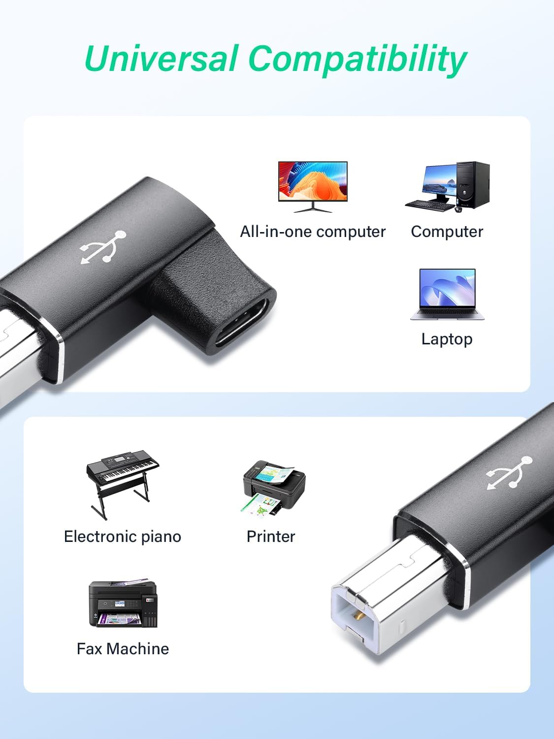 90 Degree USB C Female to USB B Male MIDI Converter,Support ... - Image 7