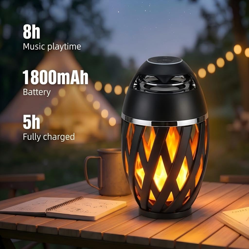 Outdoor Bluetooth Speaker with Flame Light, Wireless LED Tab... - Image 7