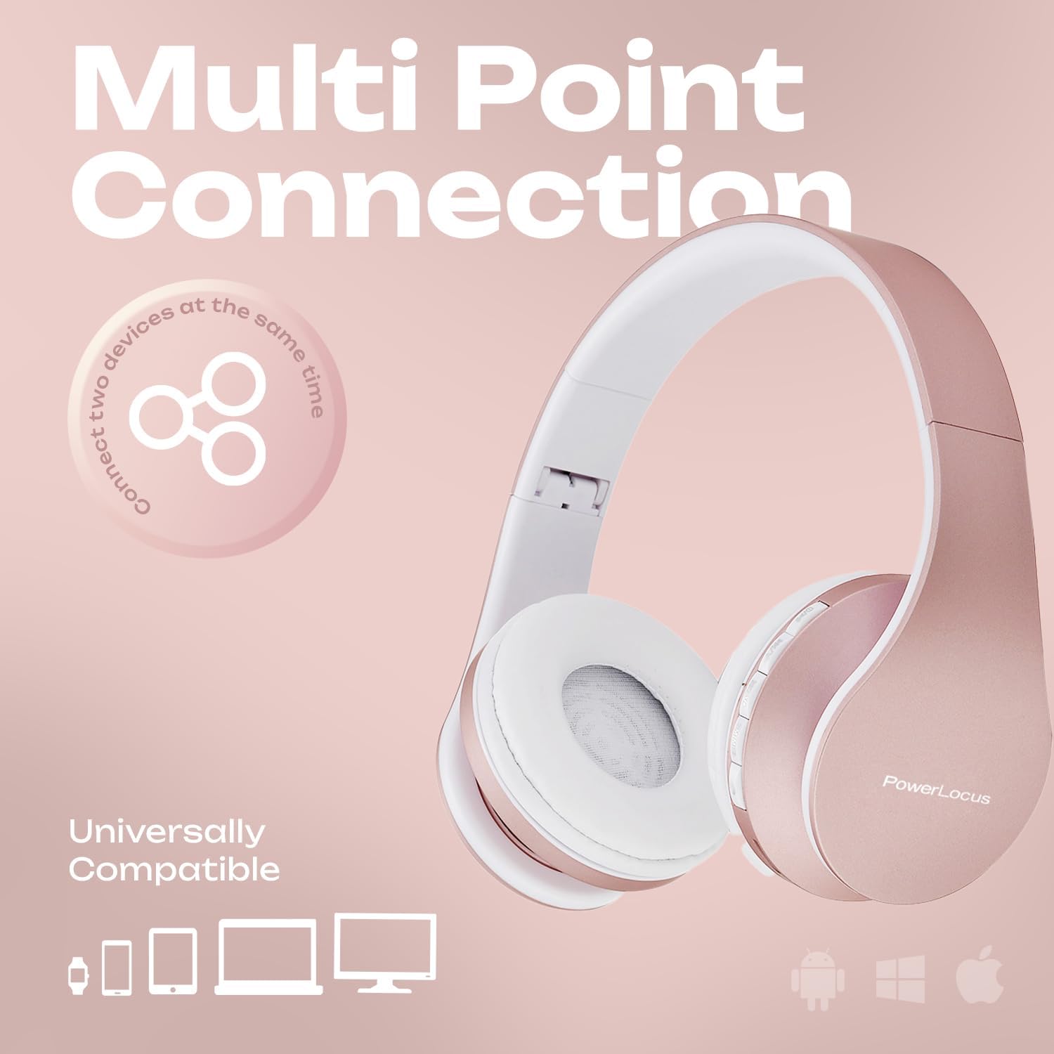 PowerLocus Wireless Bluetooth Over-Ear Stereo Foldable Headp... - Image 8