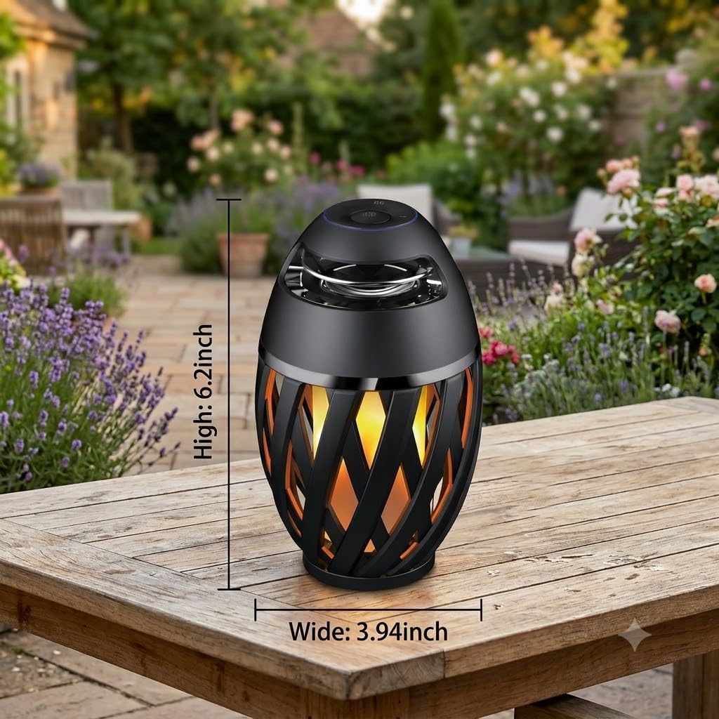 Outdoor Bluetooth Speaker with Flame Light, Wireless LED Tab... - Image 5
