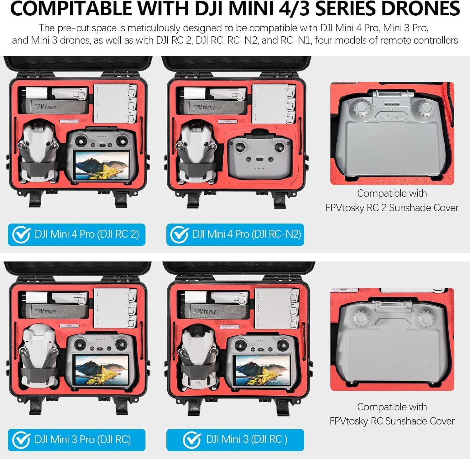 FPVtosky Case for DJI Mini 4 Pro/Mini 3, Double-Layered, Wat... - Image 4