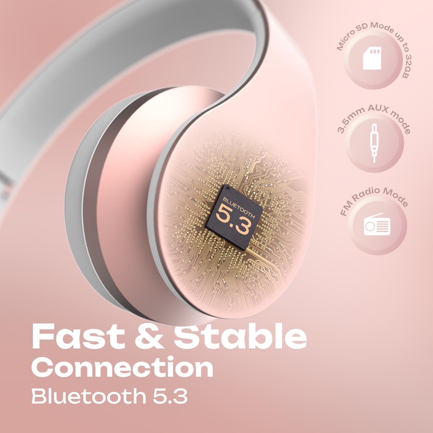 PowerLocus Wireless Bluetooth Over-Ear Stereo Foldable Headp... - Image 7