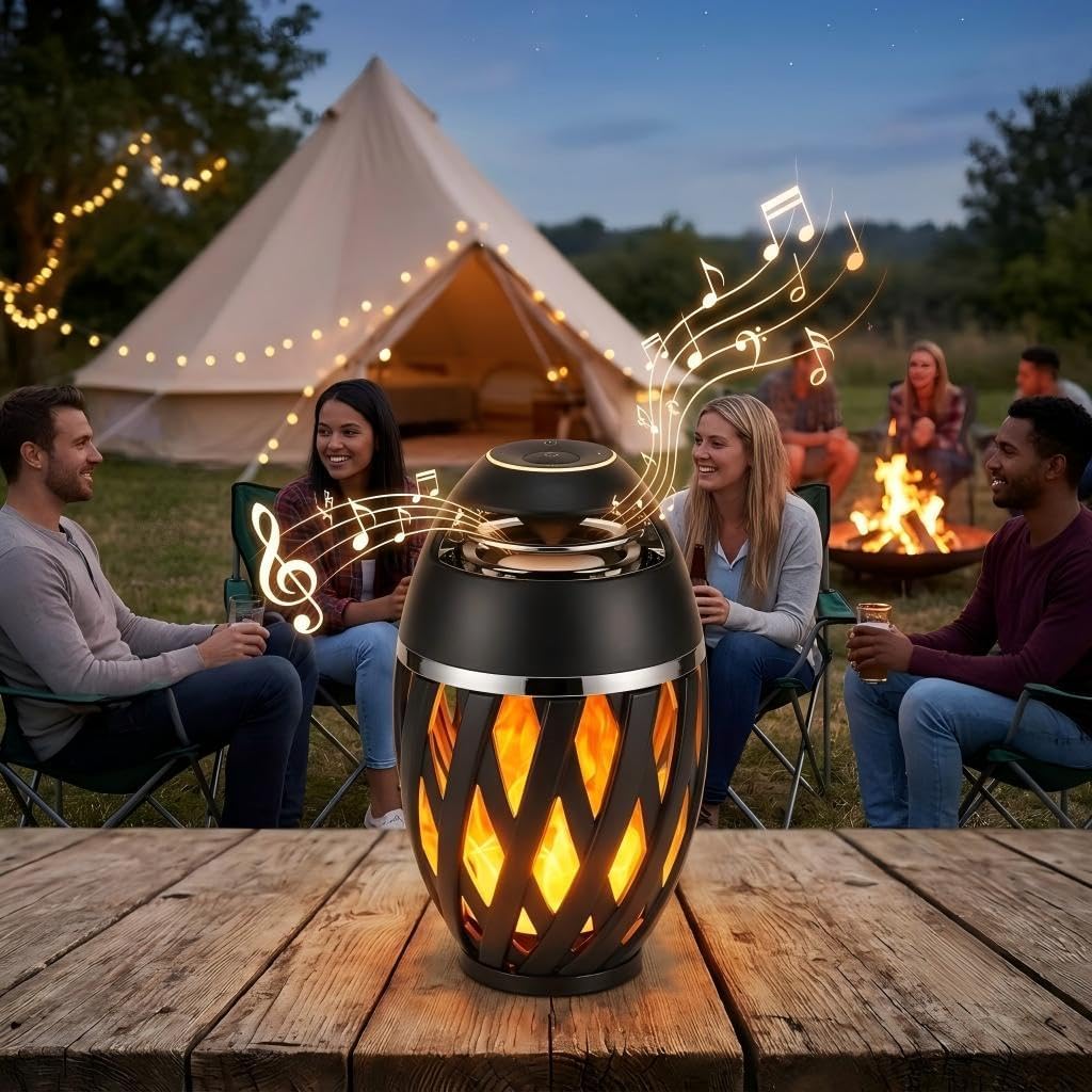 Outdoor Bluetooth Speaker with Flame Light, Wireless LED Tab... - Image 8