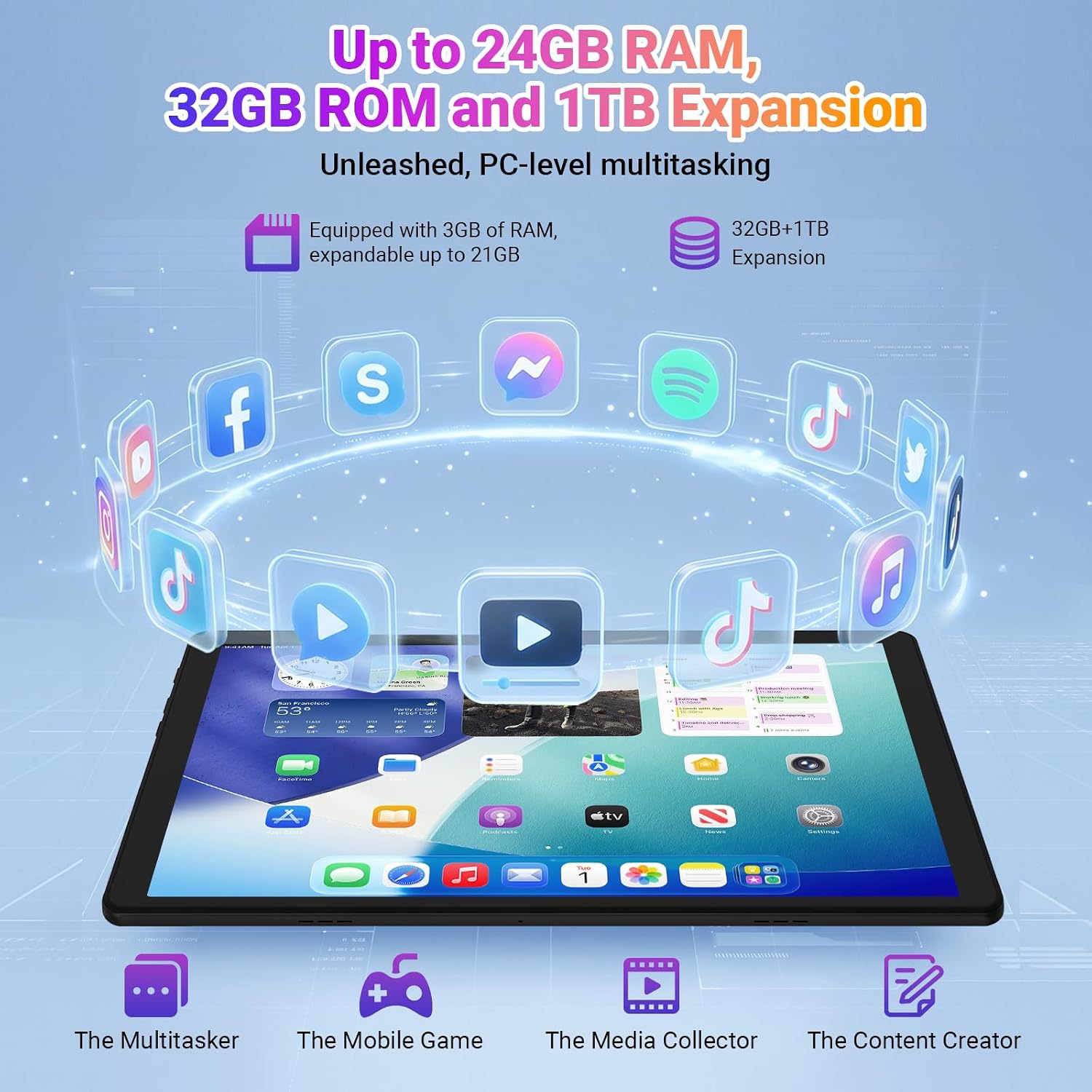 Gleeso Tablet|Android 16 Tablet 10 Inch|24GB RAM 1TB TF Andr... - Image 6