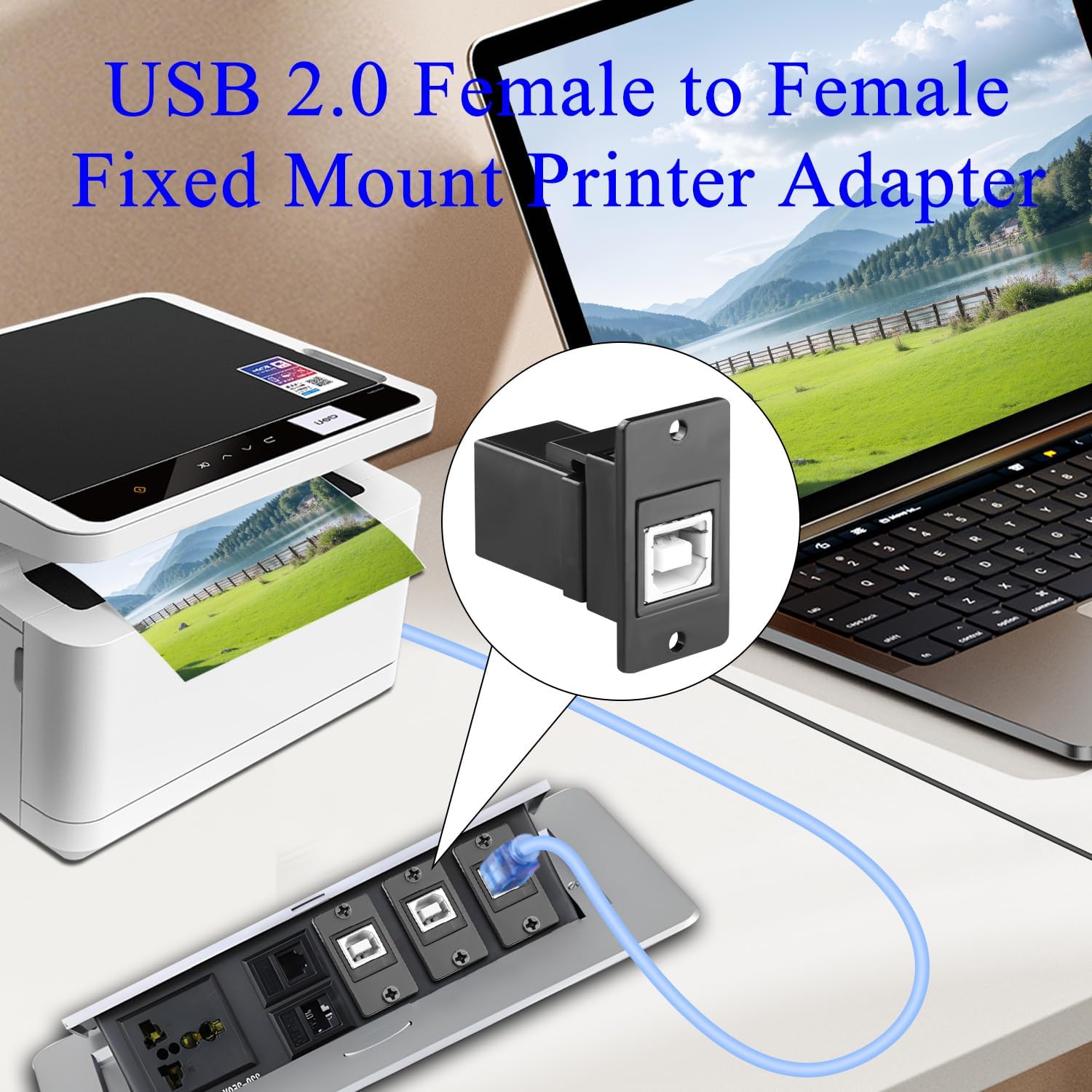 QIANRENON USB B Rectangular Panel Mount Printer Connector US... - Image 5