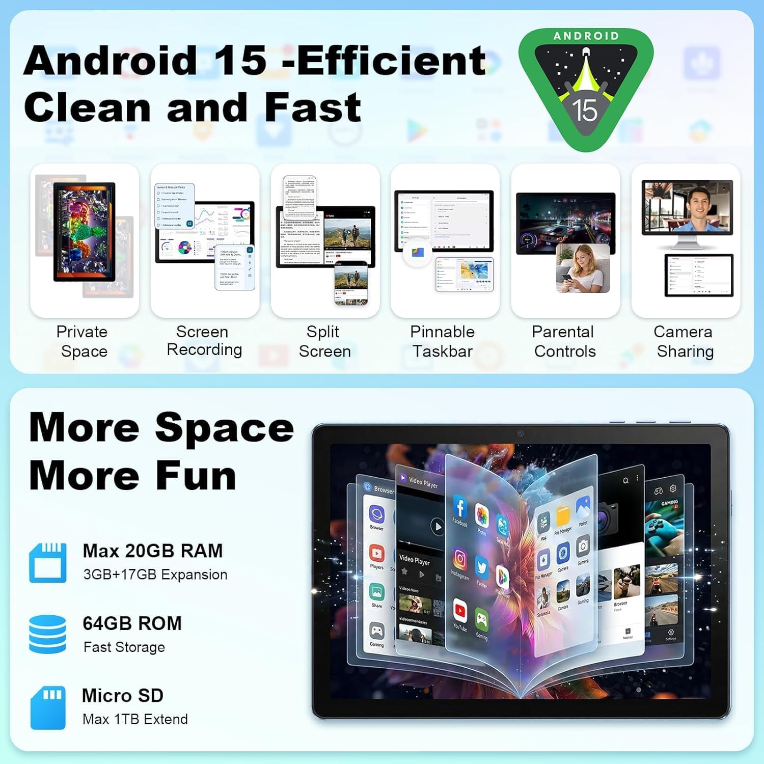 Android 15 Tablet, 10.4 inch Tablet, Android Tablets with Ke... - Image 4