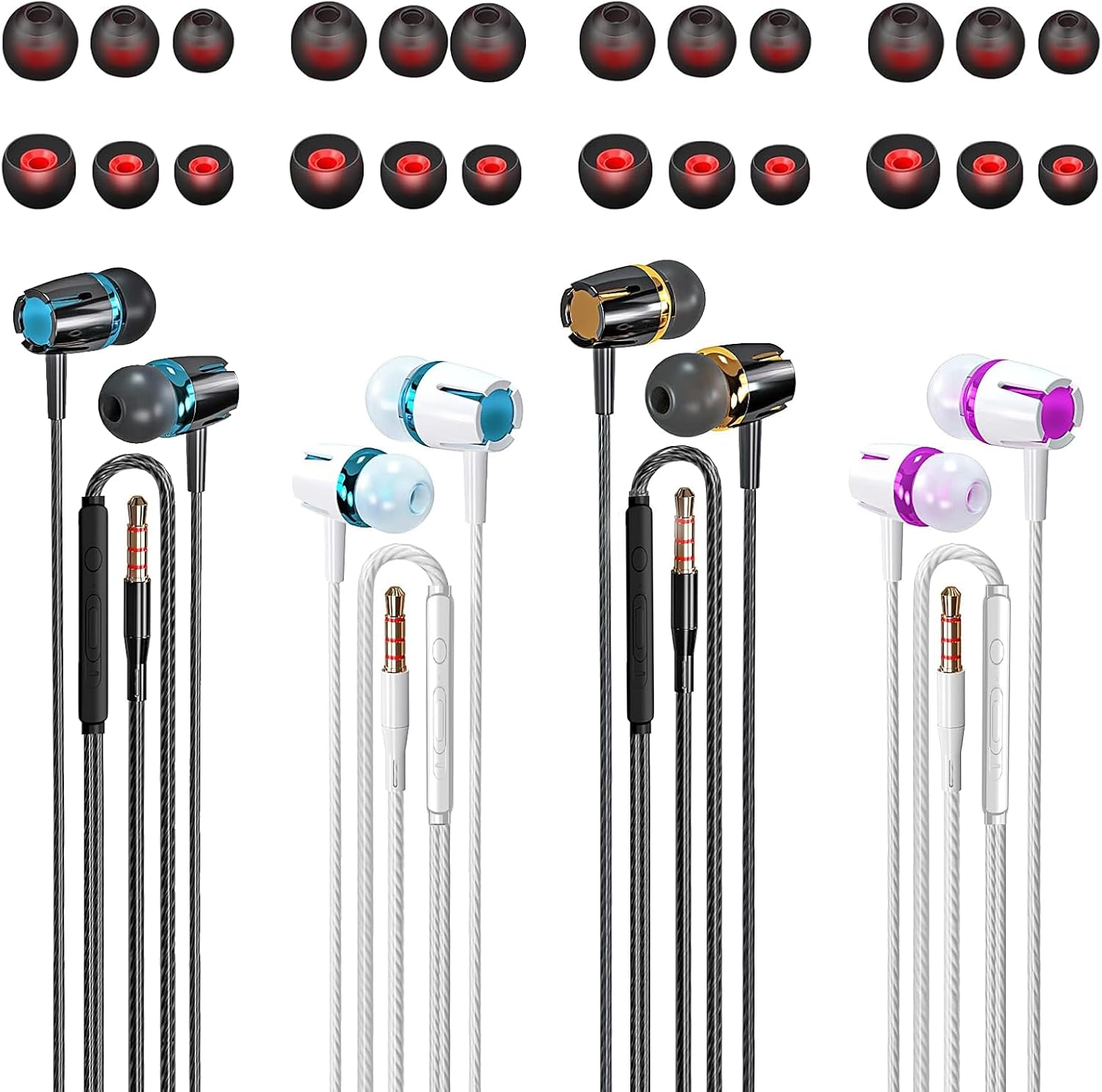 In Ear Wired Headphones,4 Packs Wired Earphones with Microph... - Image 2