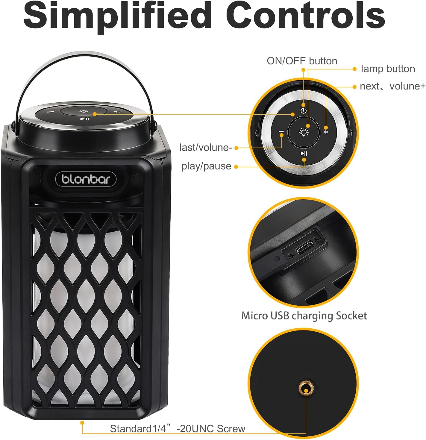 blonbar Led Flame Speaker,Outdoor Bluetooth Speaker with Tor... - Image 7