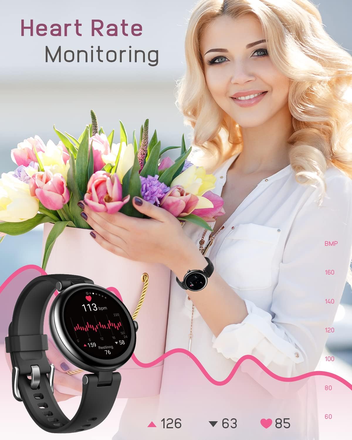 Lynn Smartwatches for Women,1.1inch Display Screen Fitness W... - Image 5