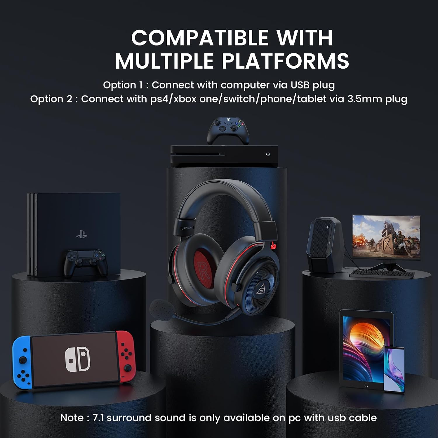 EKSA E900Pro USB Gaming Headphones for PS5, PS4, Xbox, Compu... - Image 9