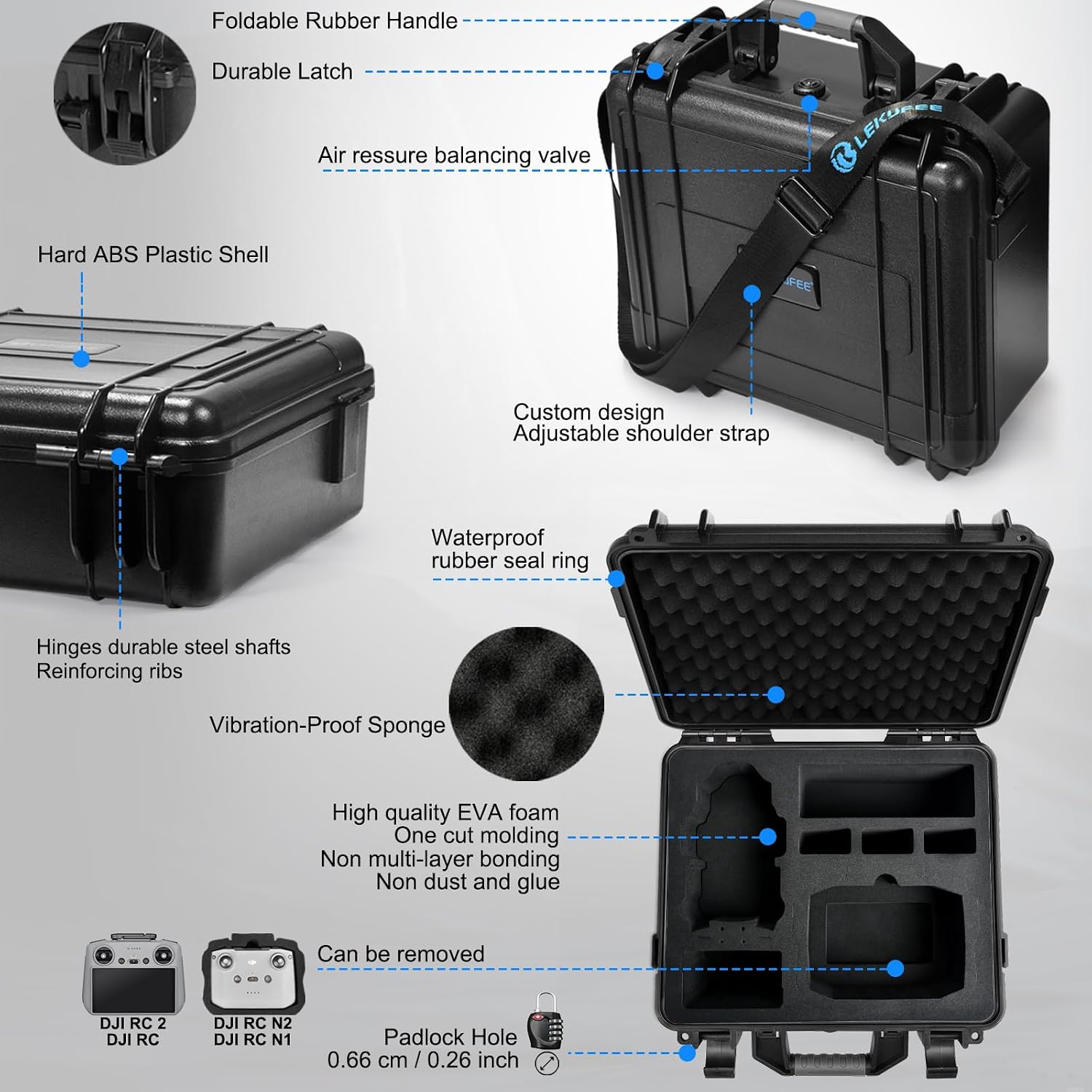 LEKUFEE Waterproof Hard Carrying Case for DJI Mini 5 pro/Min... - Image 3