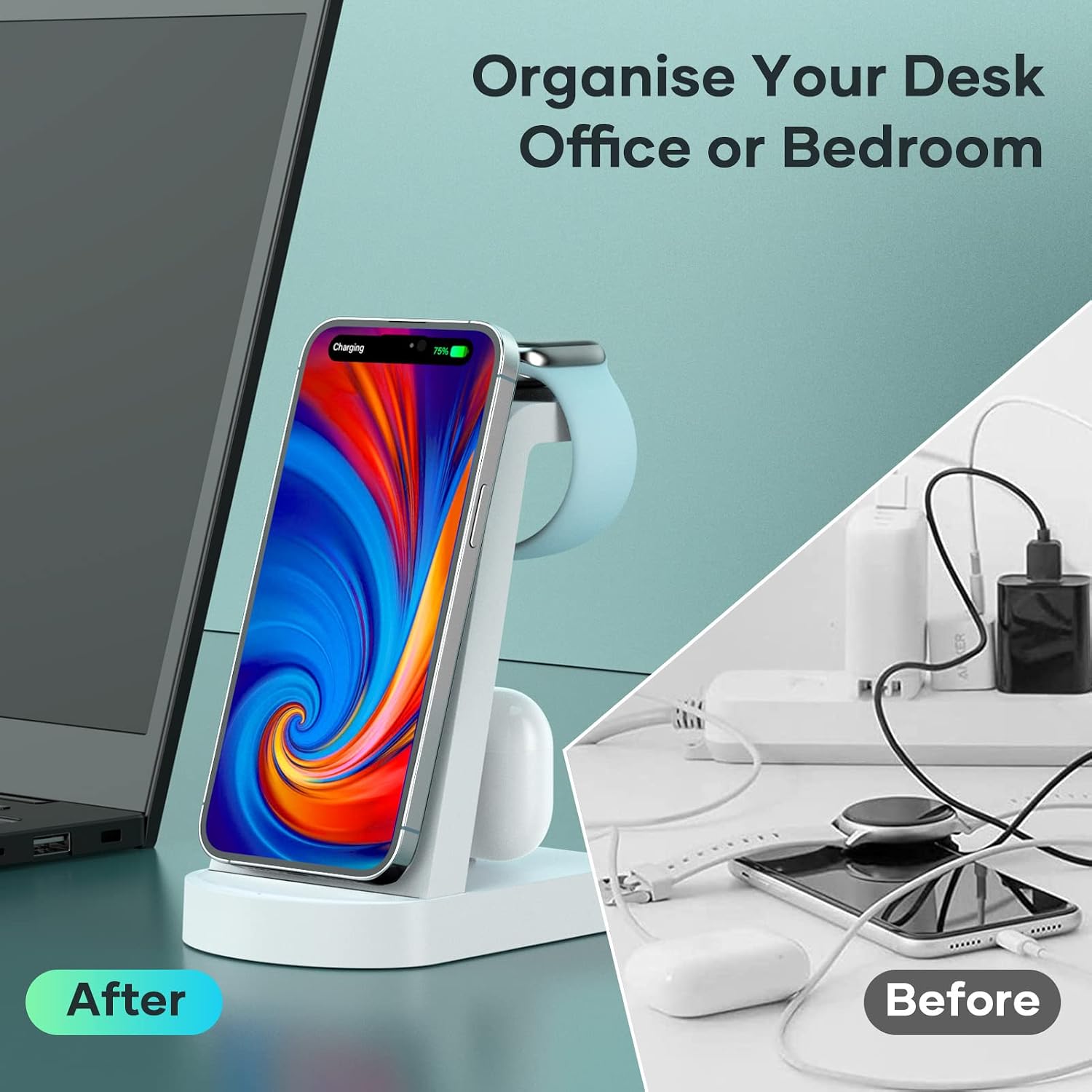 3 in 1 Wireless Charging Station, Wireless Charger for iPhon... - Image 6